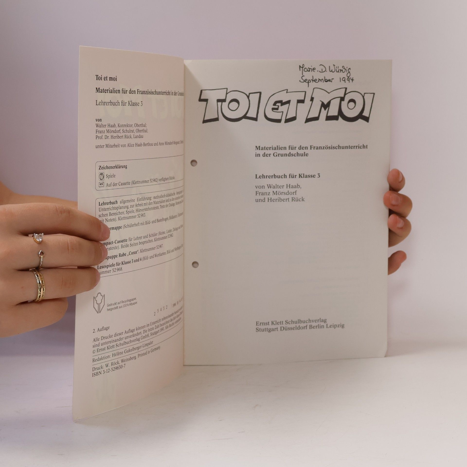 Walter Haab Toi et moi Lehrerbuch für Klasse 3