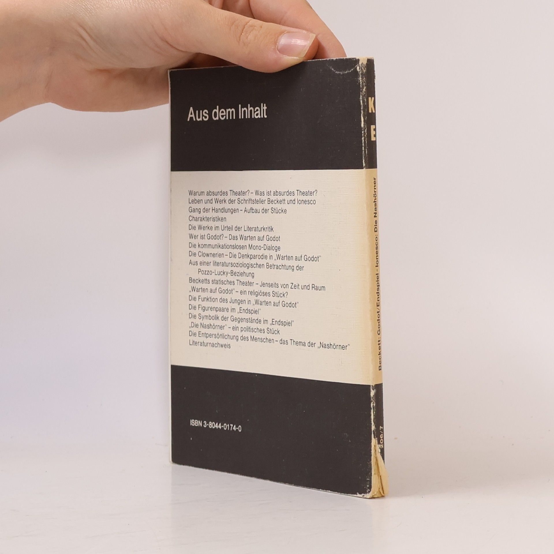 Edgar Neis Erläuterungen zu Samuel Beckett "Warten auf Godot", "Endspiel", Eugène Ionesco "Die Nashörner"