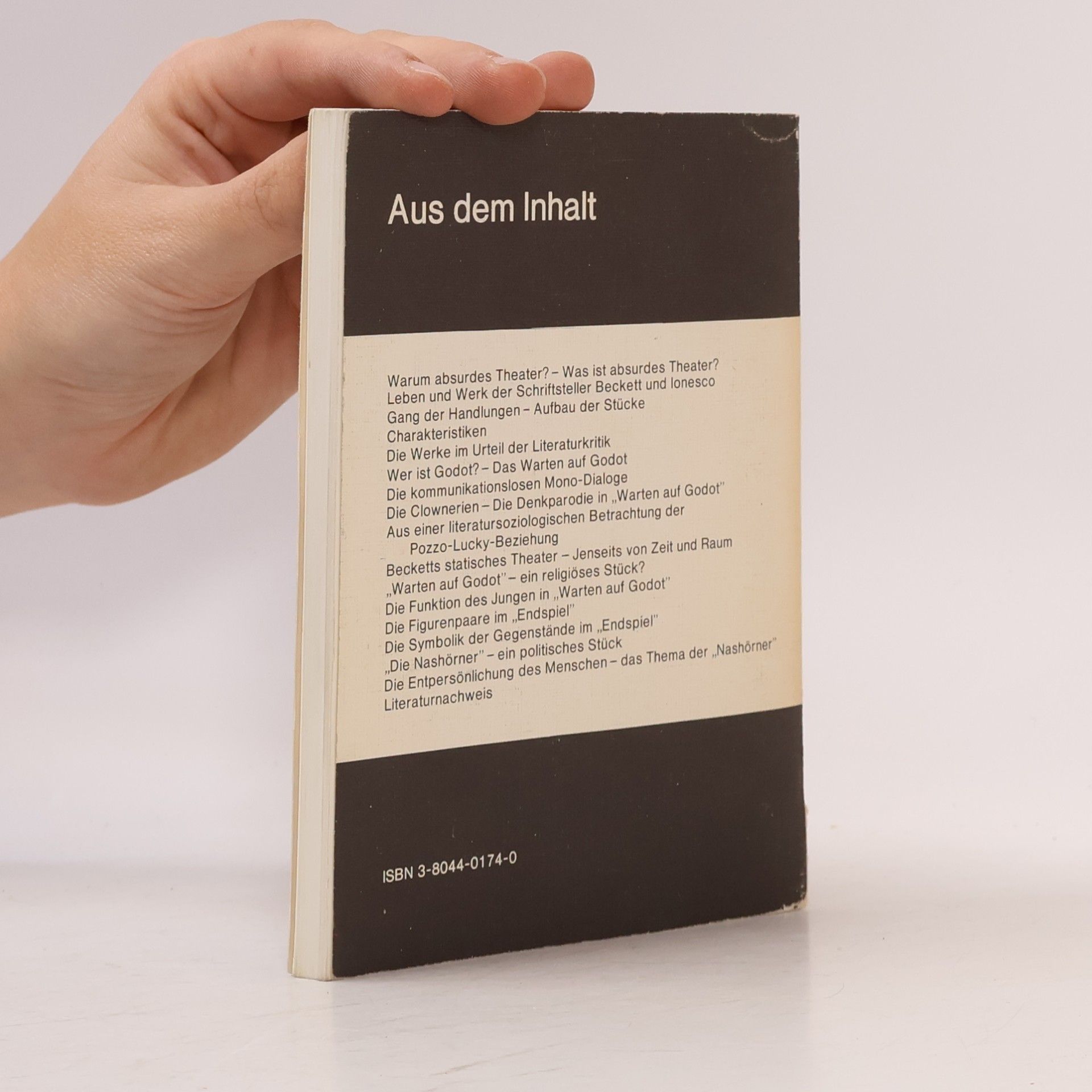 Edgar Neis Erläuterungen zu Samuel Beckett "Warten auf Godot", "Endspiel", Eugène Ionesco "Die Nashörner"