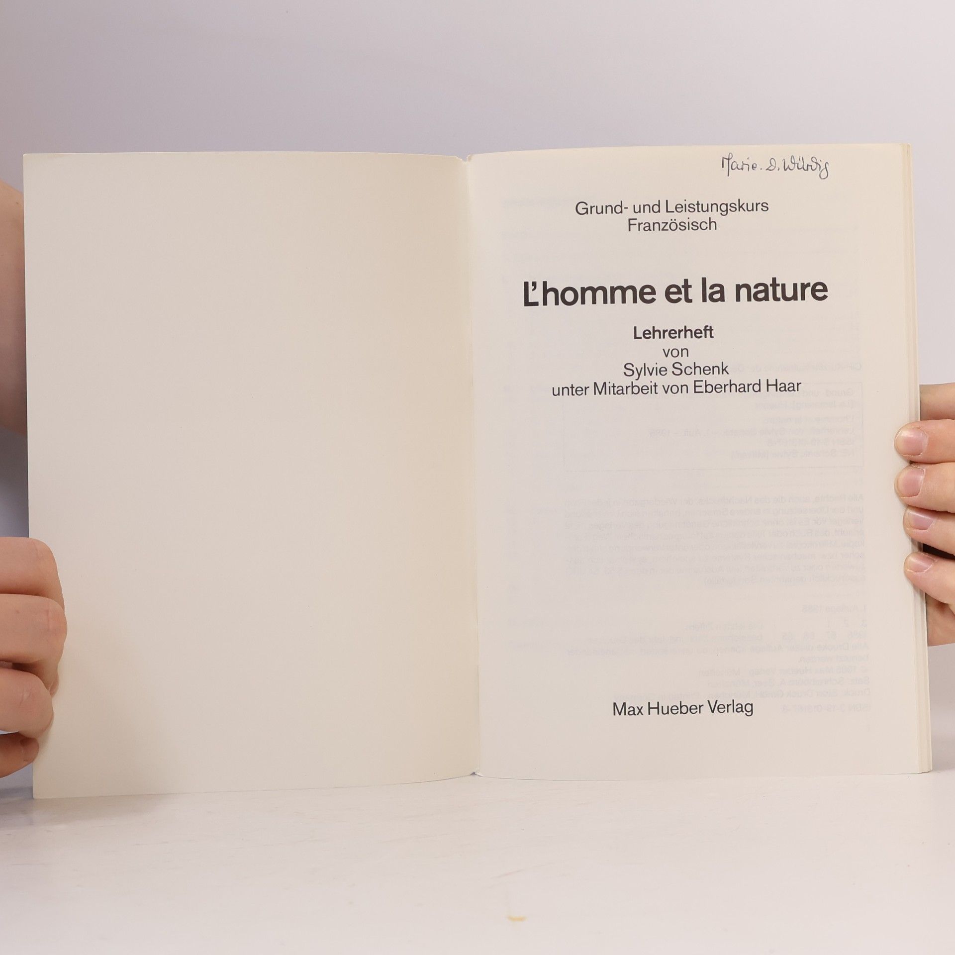 Sylvie Schenk L'homme et la nature