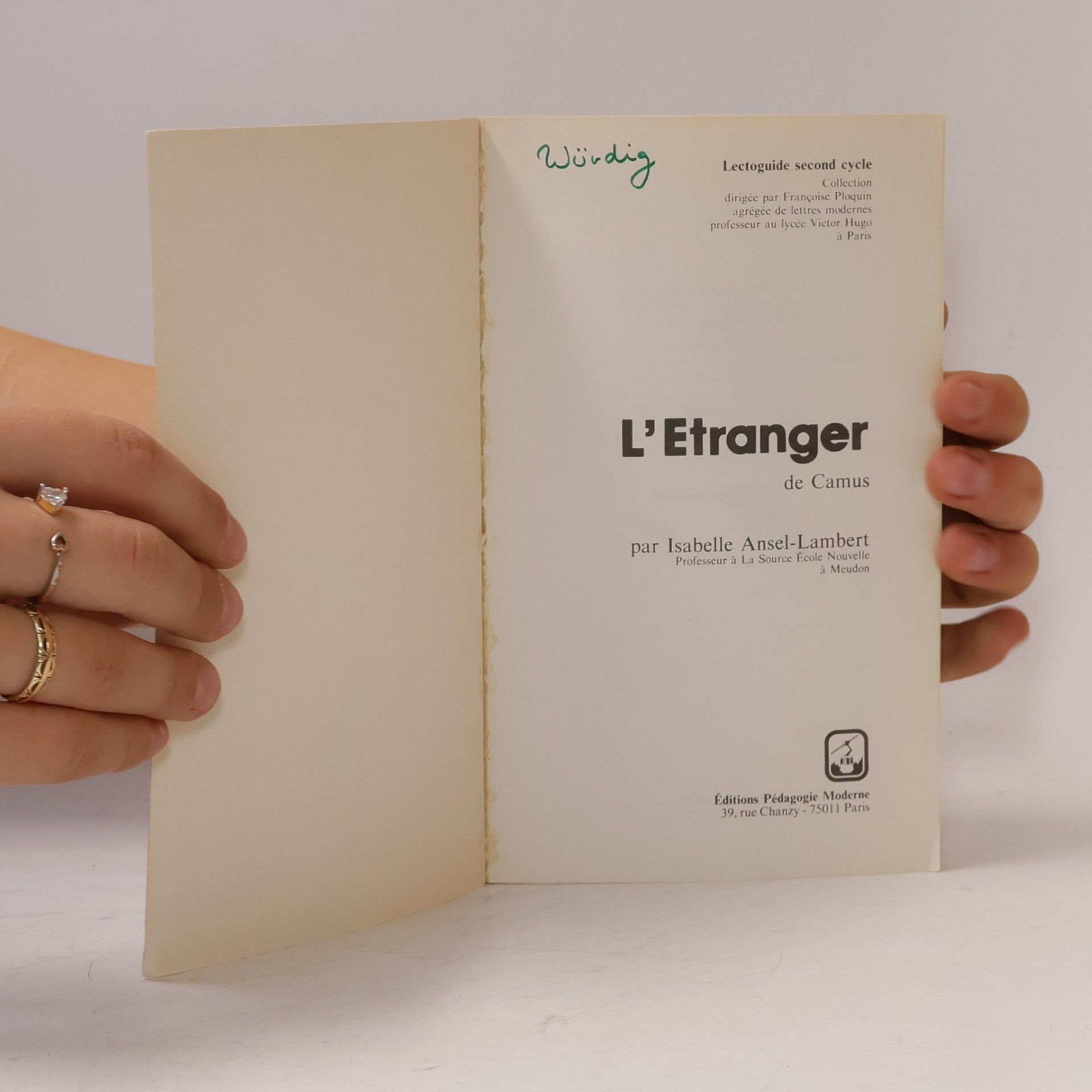 Isabelle Ansel-Lambert Lectoguide - 2: Étranger de Camus