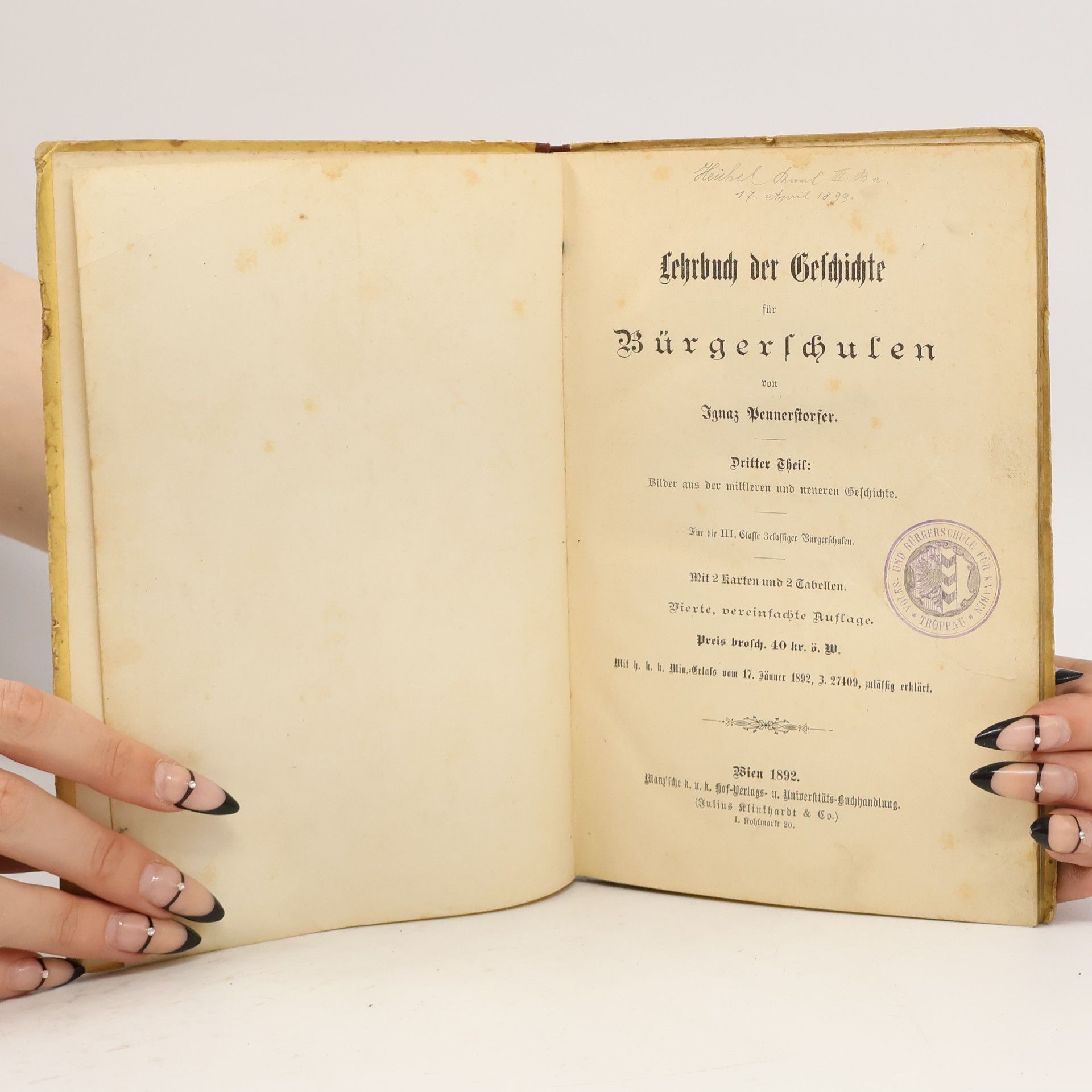 Ignaz Pennerstorfer Lehrbuch der Geschichte