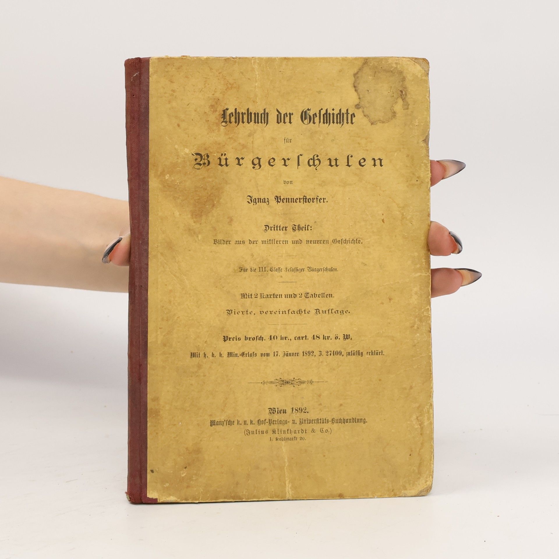 Ignaz Pennerstorfer Lehrbuch der Geschichte