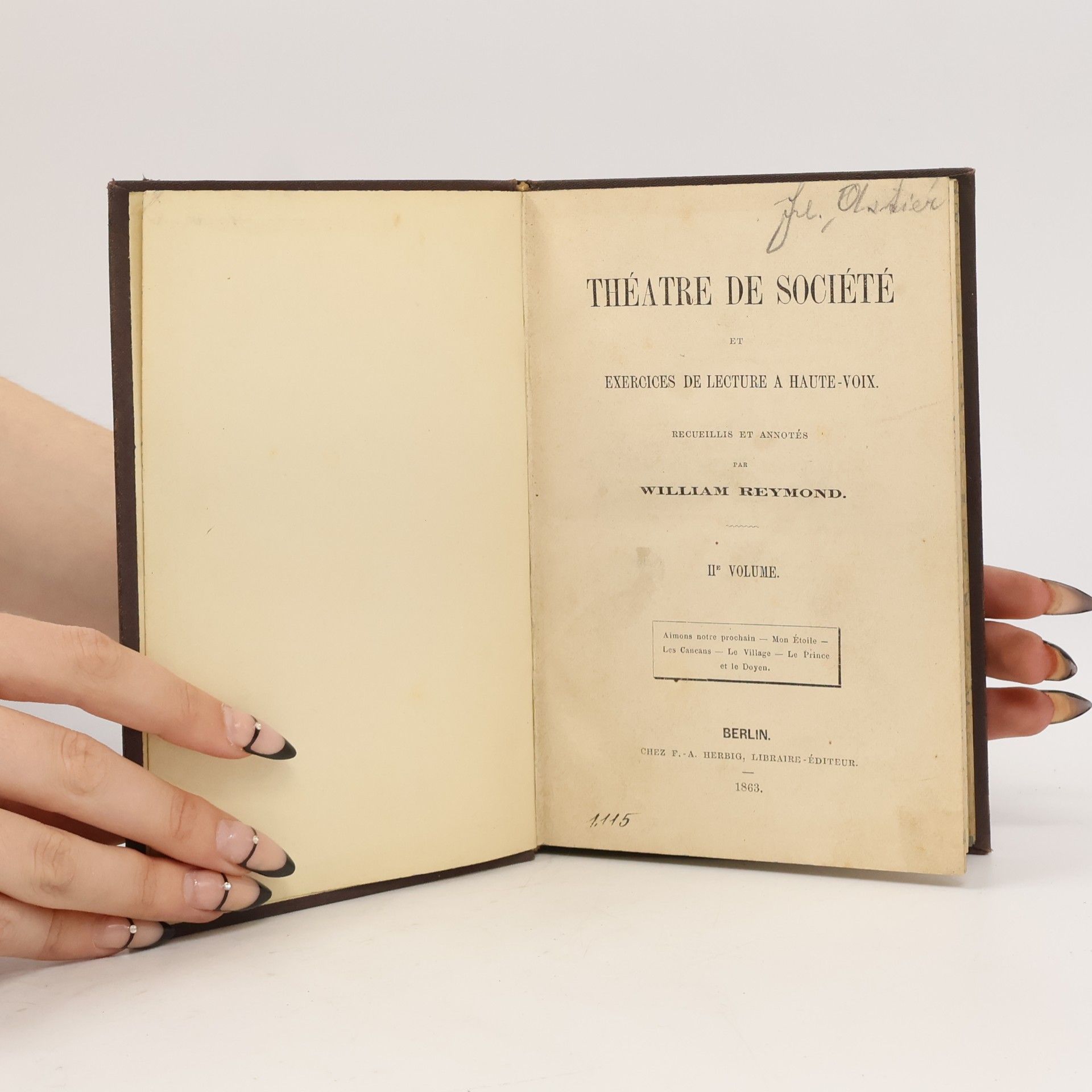 William Reymond Théâtre de société et exercices de lecture à haute-voix