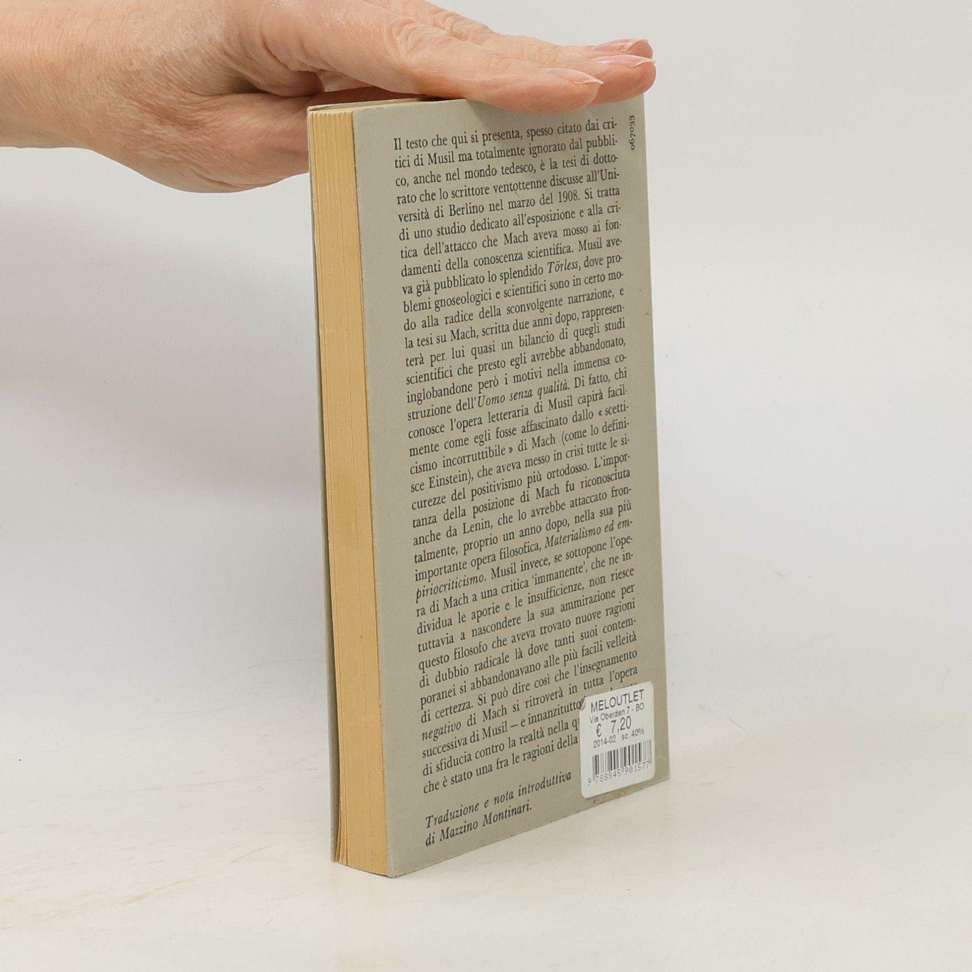 Mazzino Montinari Piccola biblioteca Adelphi - 3: Sulle teorie di Mach