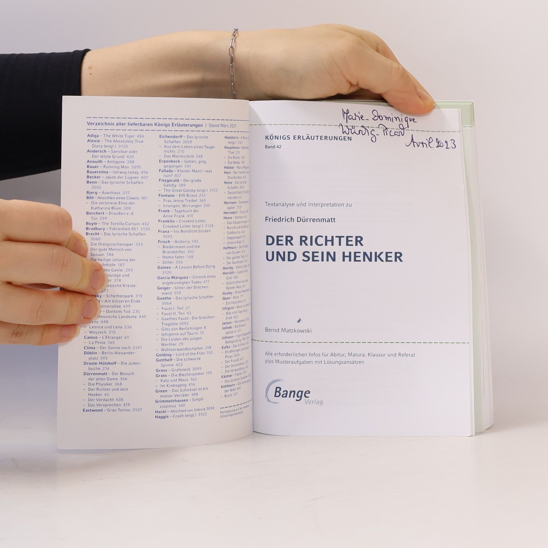 Bernd Matzkowski Friedrich Dürrenmatt 'Der Richter und sein Henker'