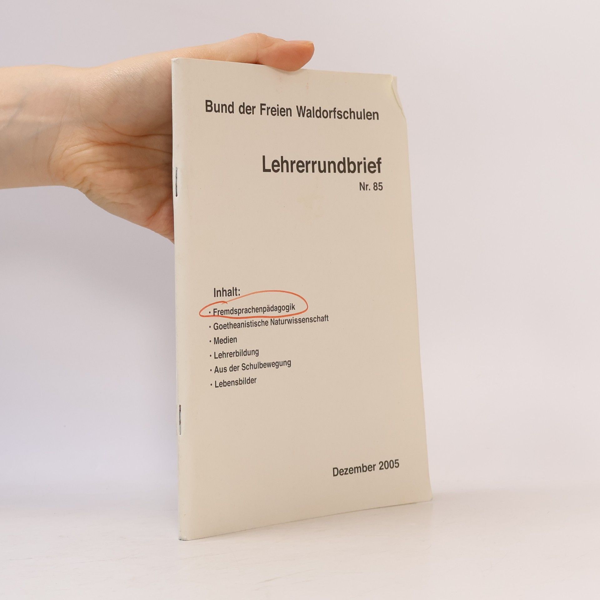 Lehrerrundbrief Nr. 85