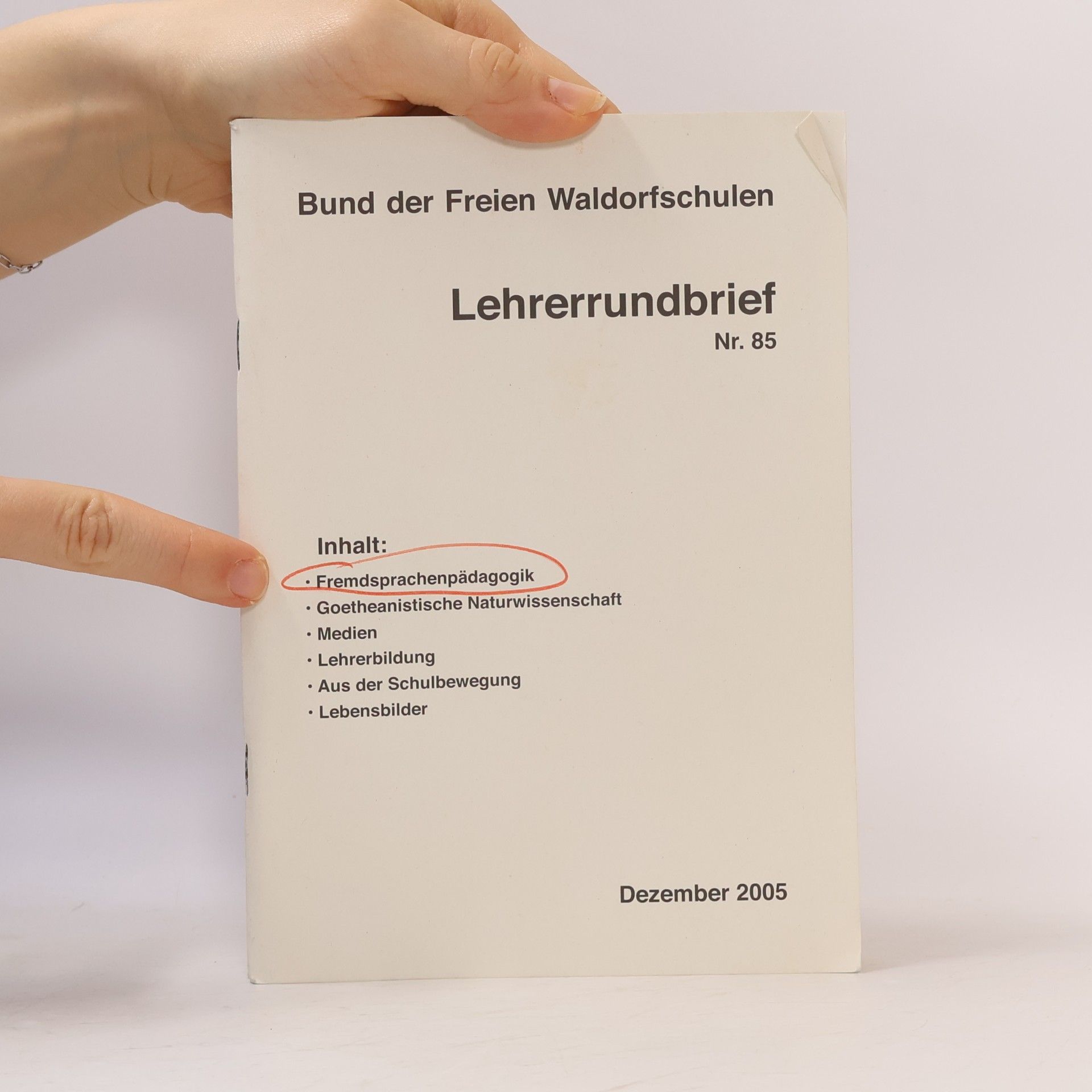 Alain Denjean Lehrerrundbrief Nr. 85