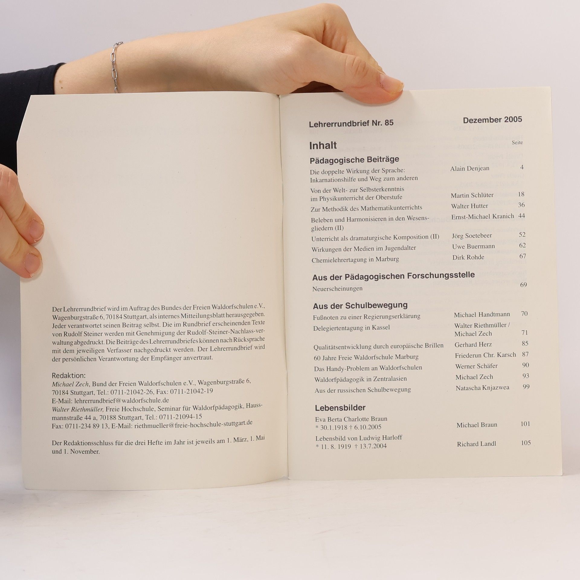 Alain Denjean Lehrerrundbrief Nr. 85