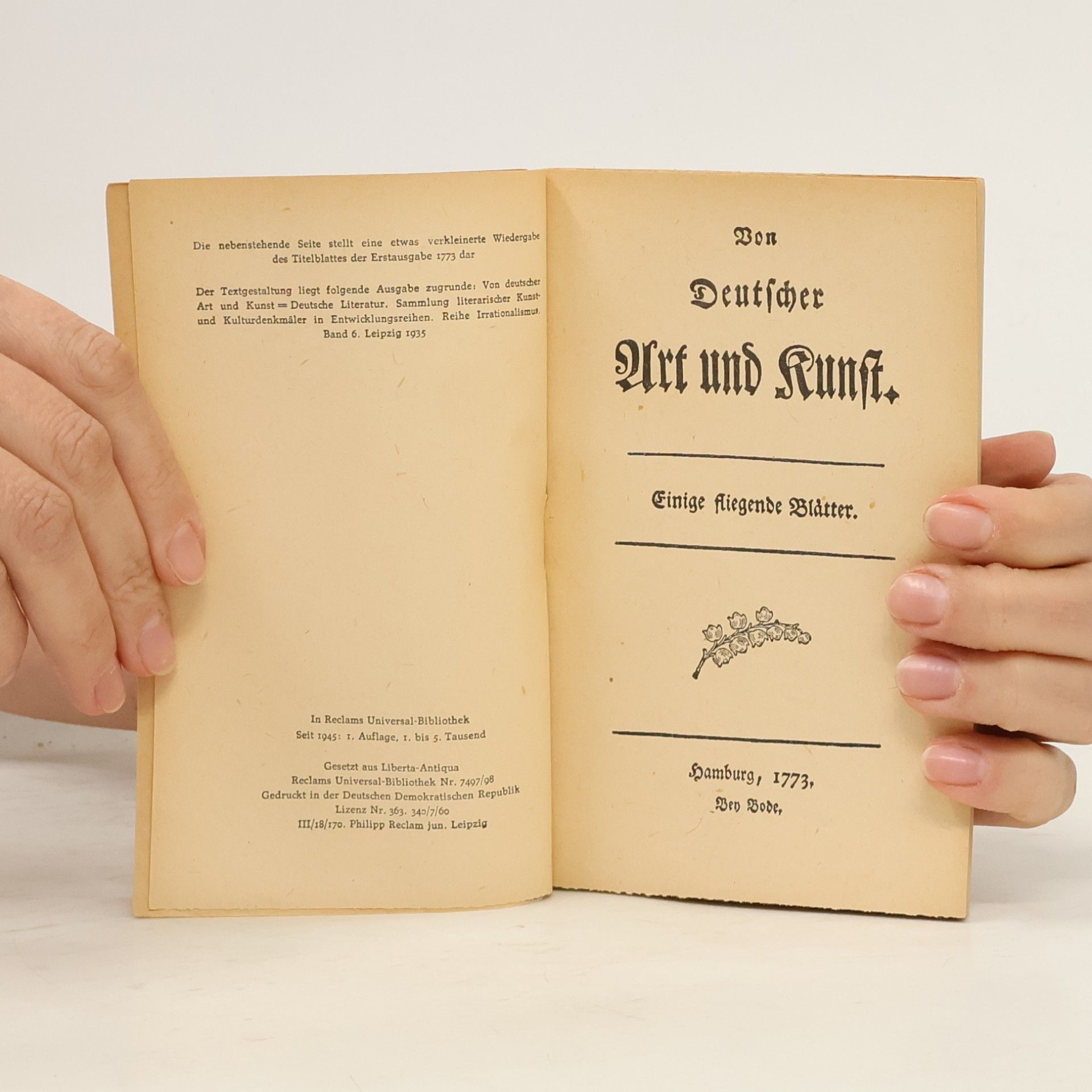 Johann Gottfried Herder Von deutscher Art und Kunst