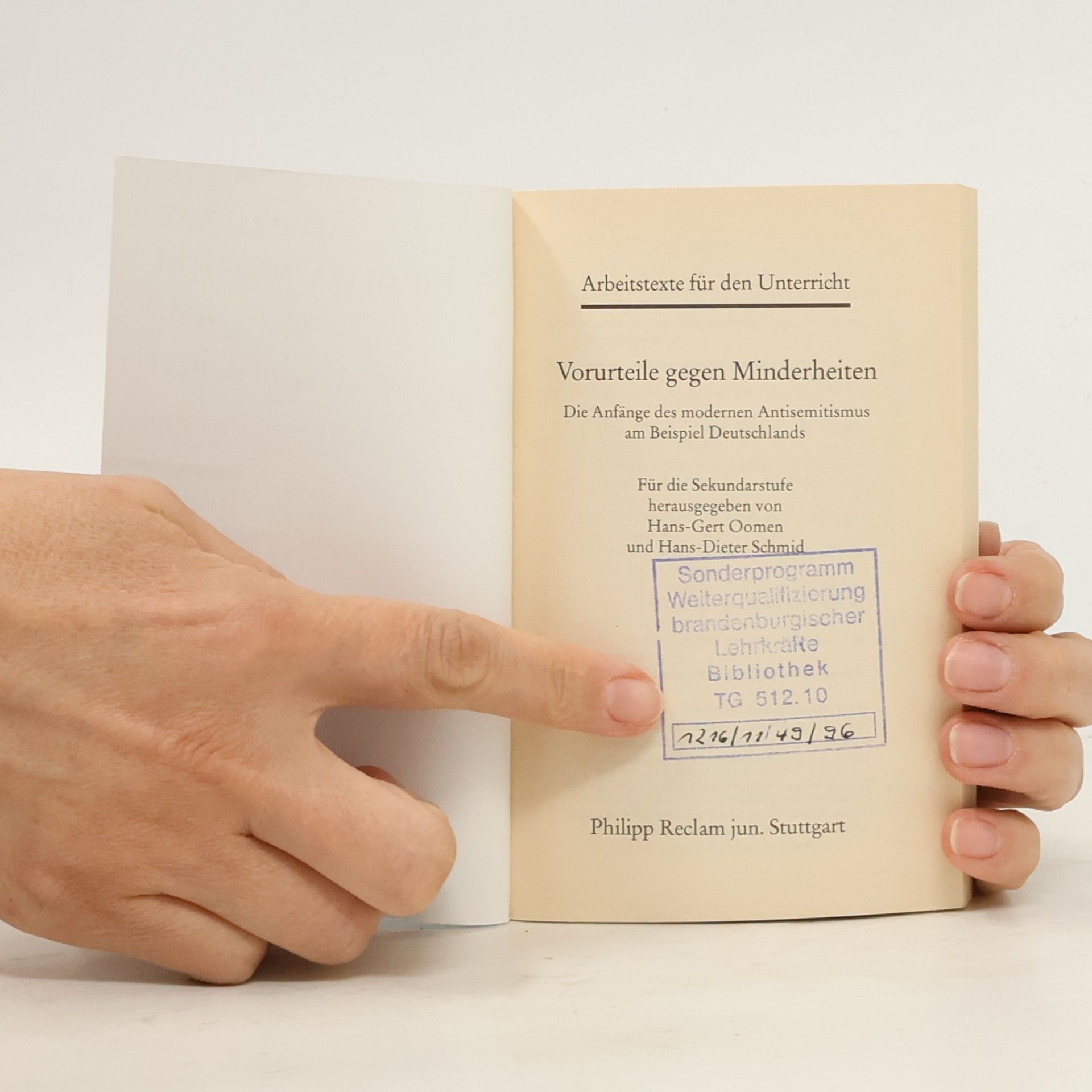 Hans-Dieter Schmid Arbeitstexte für den Unterricht - 2: Vorurteile gegen Minderheiten, Antisemitismus