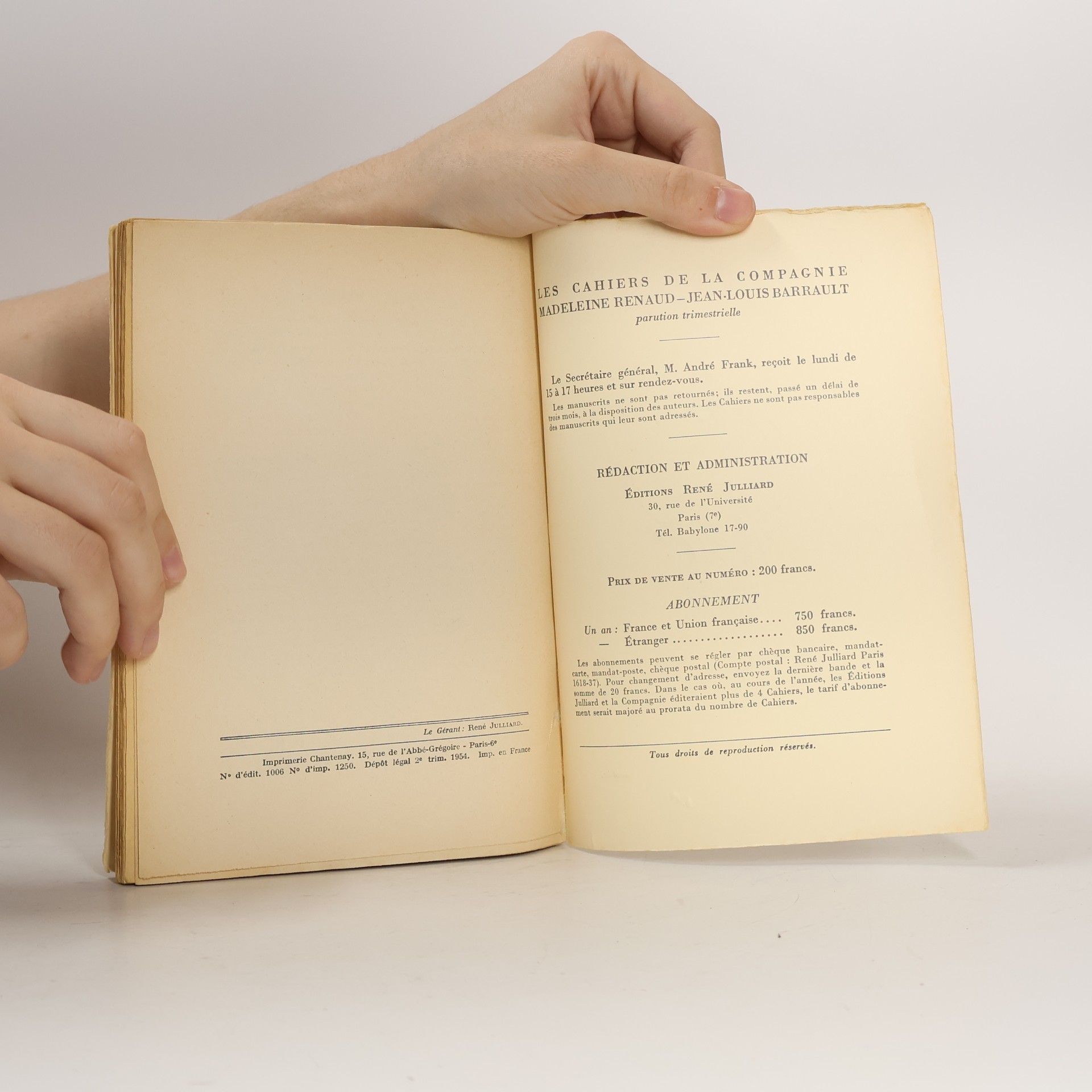 Collectif d'auteurs Cahiers de la Compagnie Madeleine Renaud - Jean-Louis Barrault