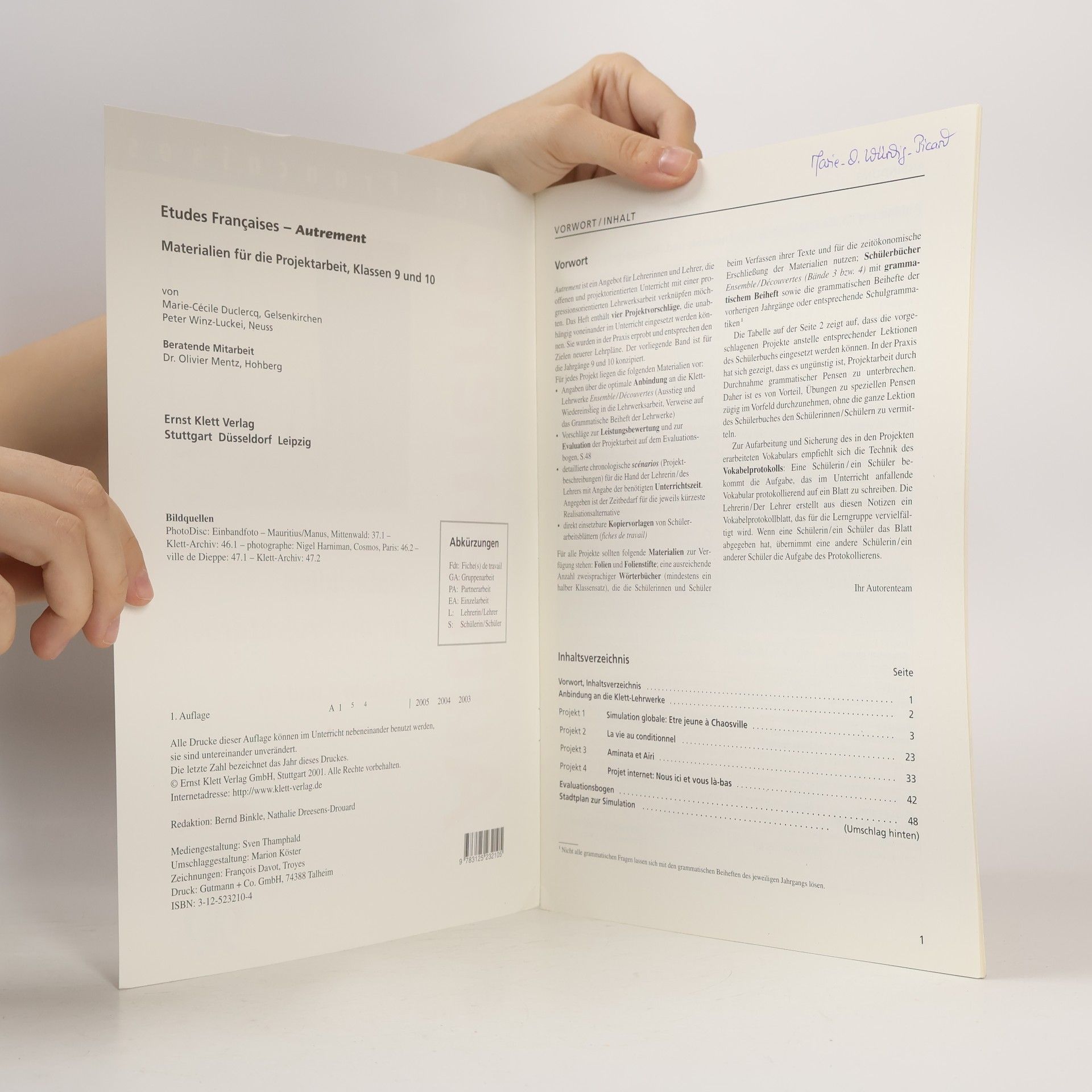 Marie-Cécile Duclercq Etudes Françaises - Autrement: Materialien für die Projektarbeit Klassen 9 und 10