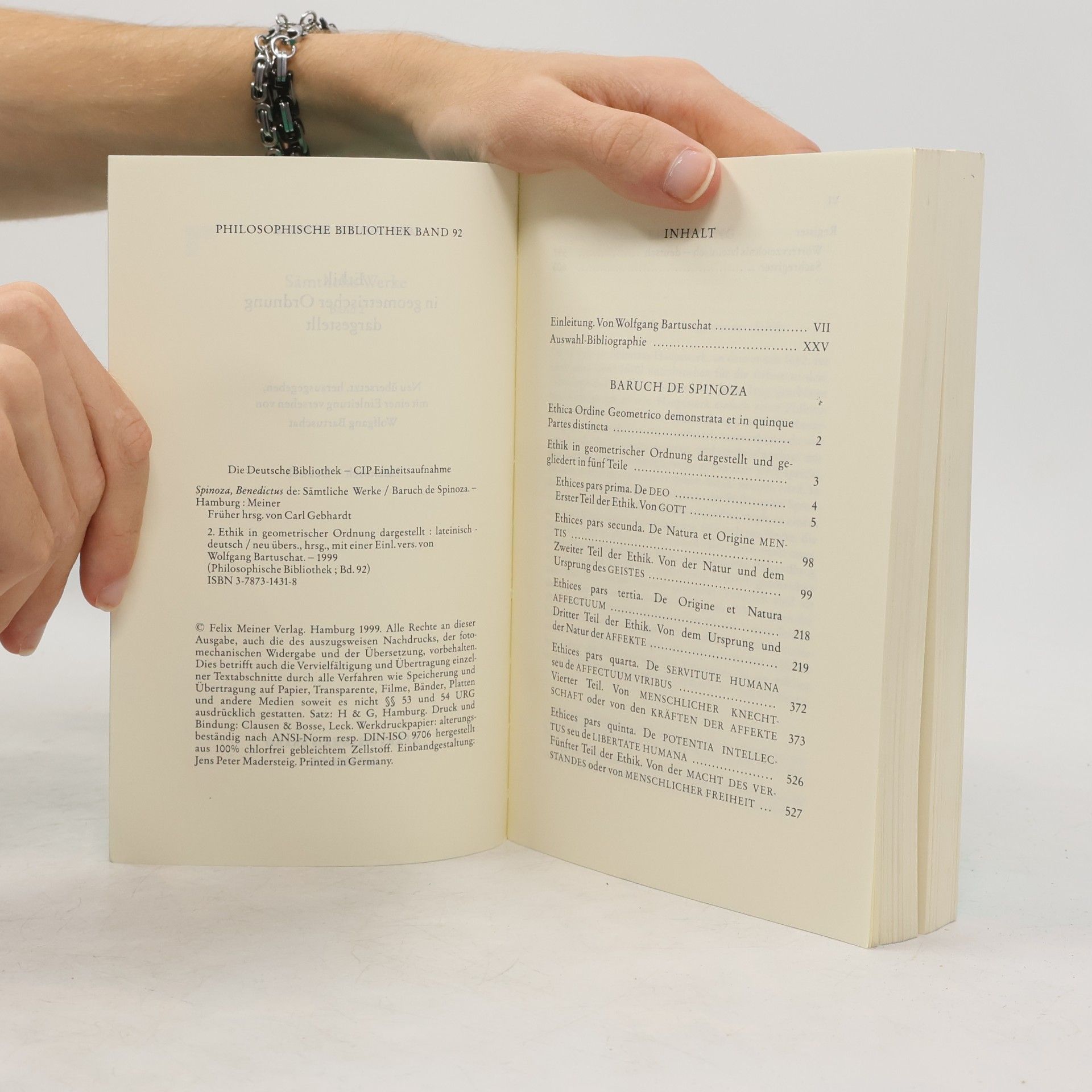 Baruch Spinoza In geometrischer Ordnung dargestellt. Lateinisch-Deutsch