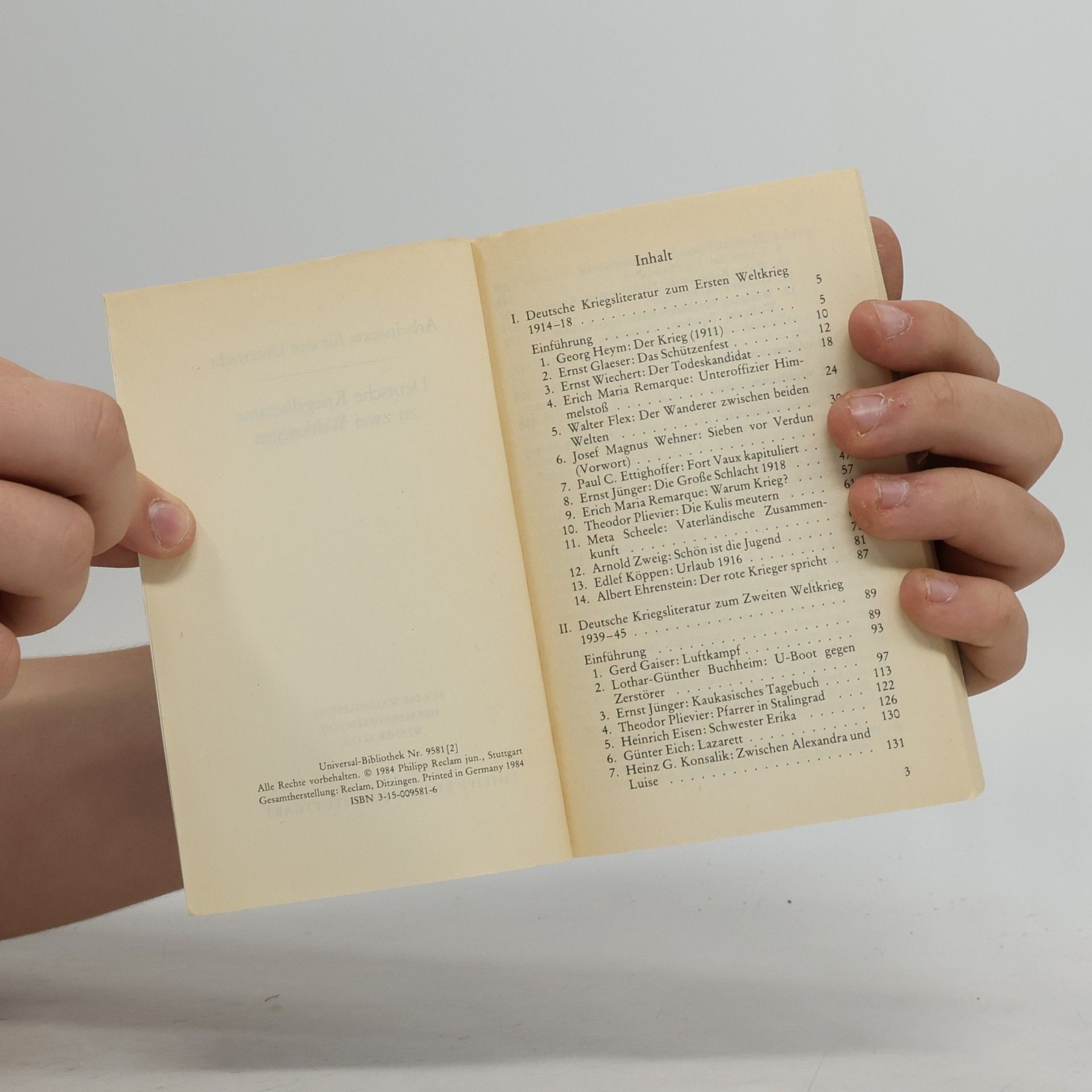 Werner Klose Deutsche Kriegsliteratur zu zwei Weltkriegen
