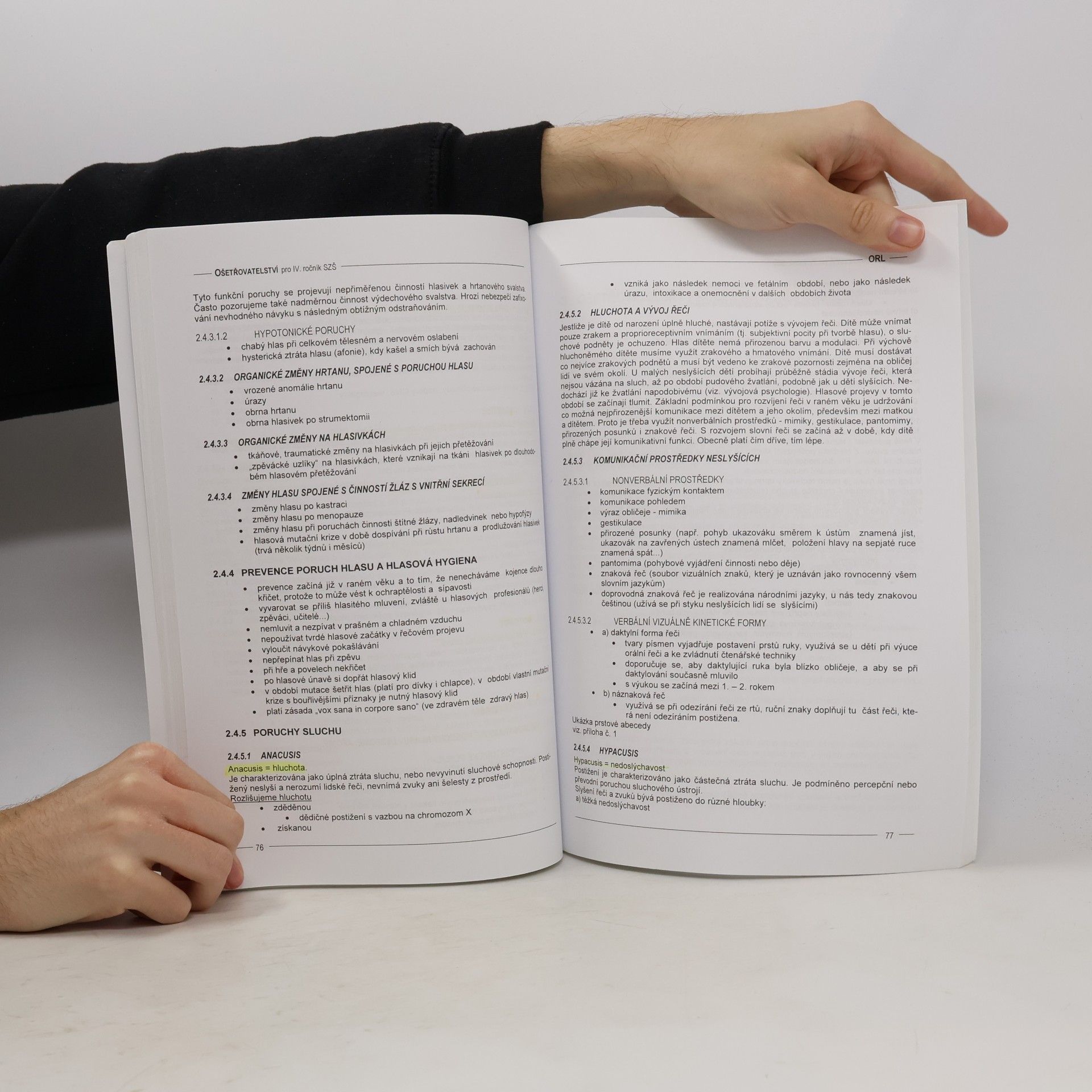 Jitka Hůsková Ošetřovatelství. Psychologie nemocného před a po operaci, ORL, oční, práce sestry v terénu, onkologie 1. část