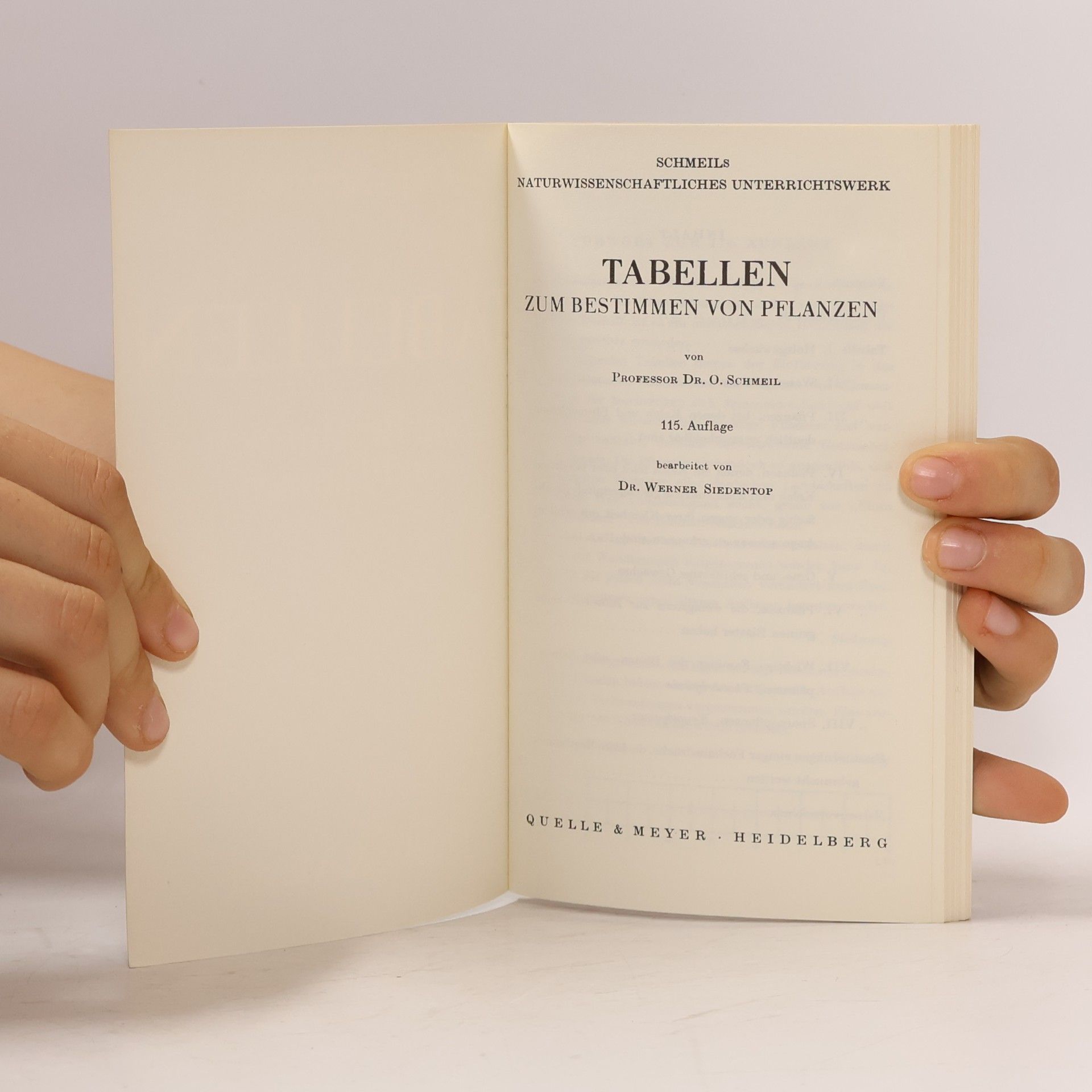 Dr. O. Schmeil Tabellen zum Bestimmen von Pflanzen