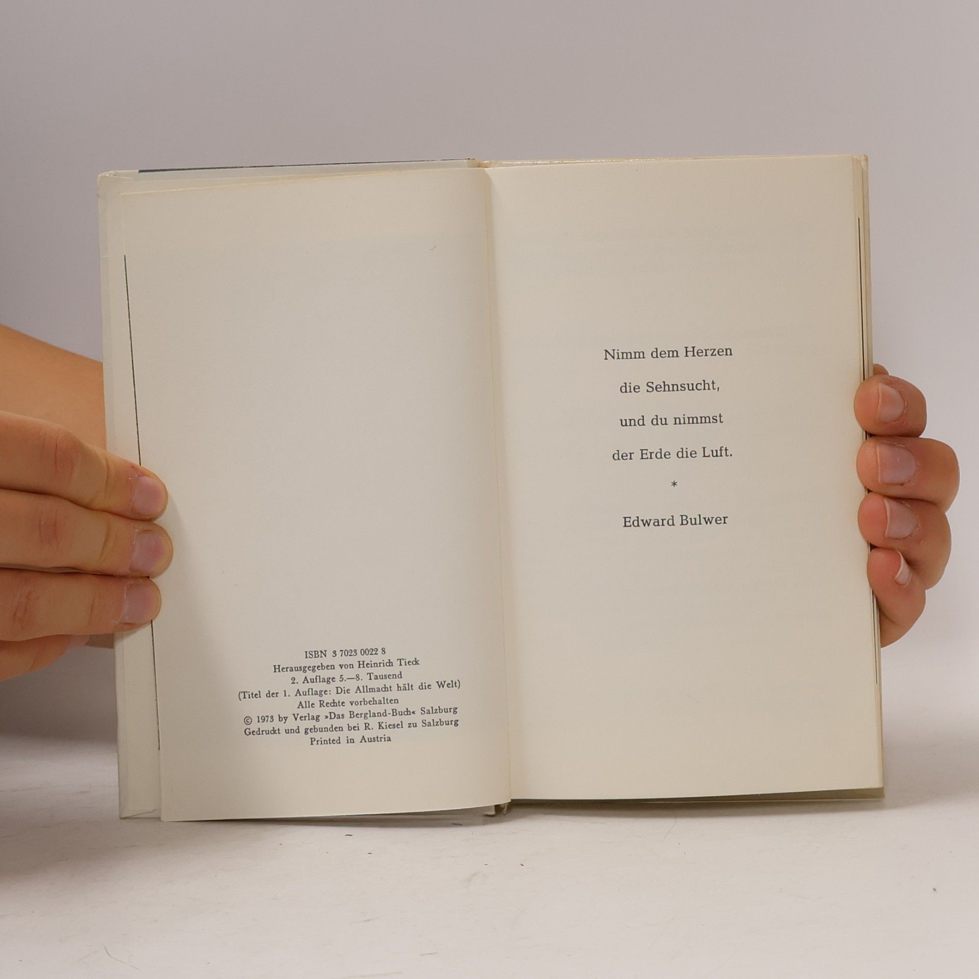 Heinrich Tieck Reichtum des Daseins