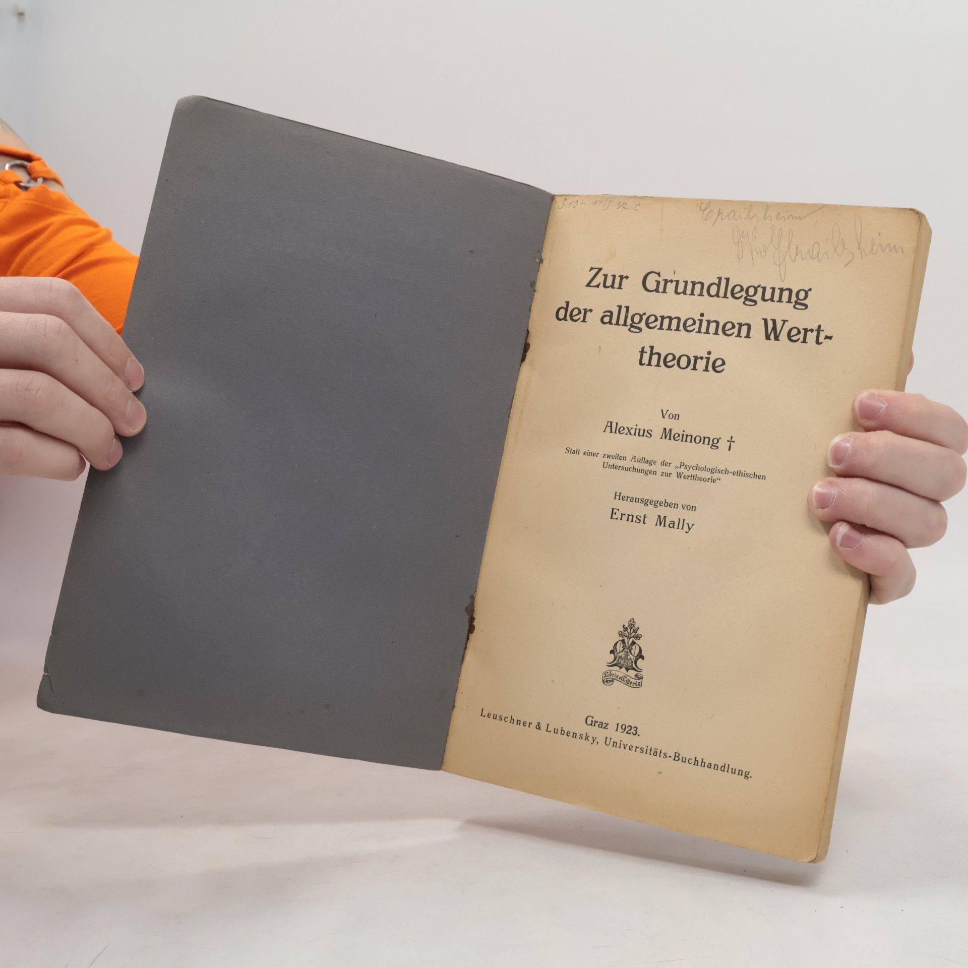 Alexius Meinong Zur Grundlegung der allgemeinen Werttheorie