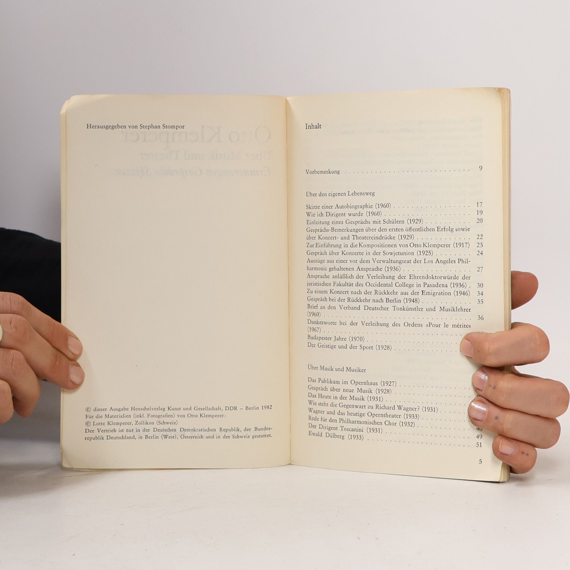 Otto Klemperer Über Musik und Theater