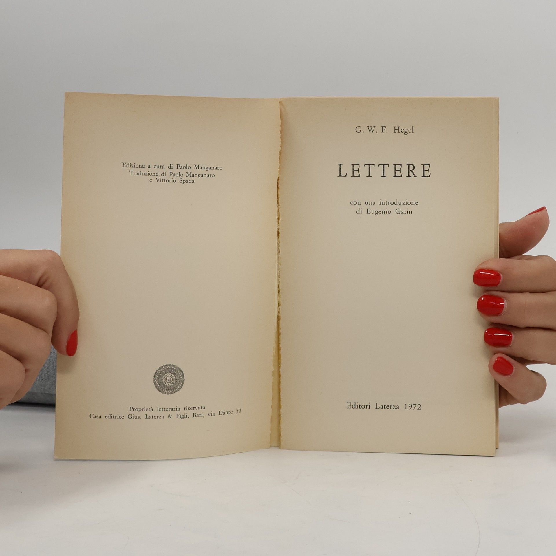Hegel G. W. F. Lettere