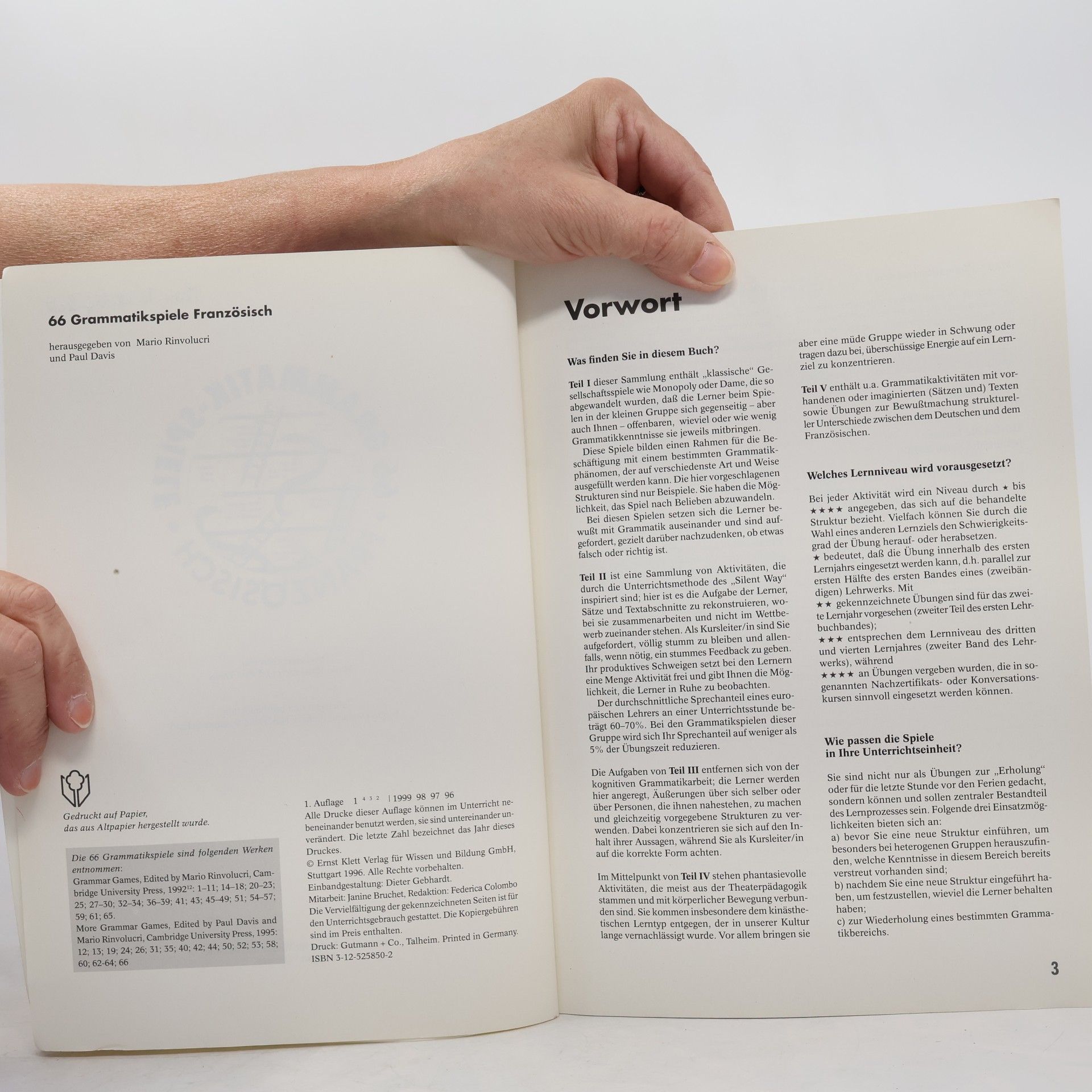 Mario Rinvolucri 66 Grammatik-Spiele Französisch. Mit Kopiervorlagen.