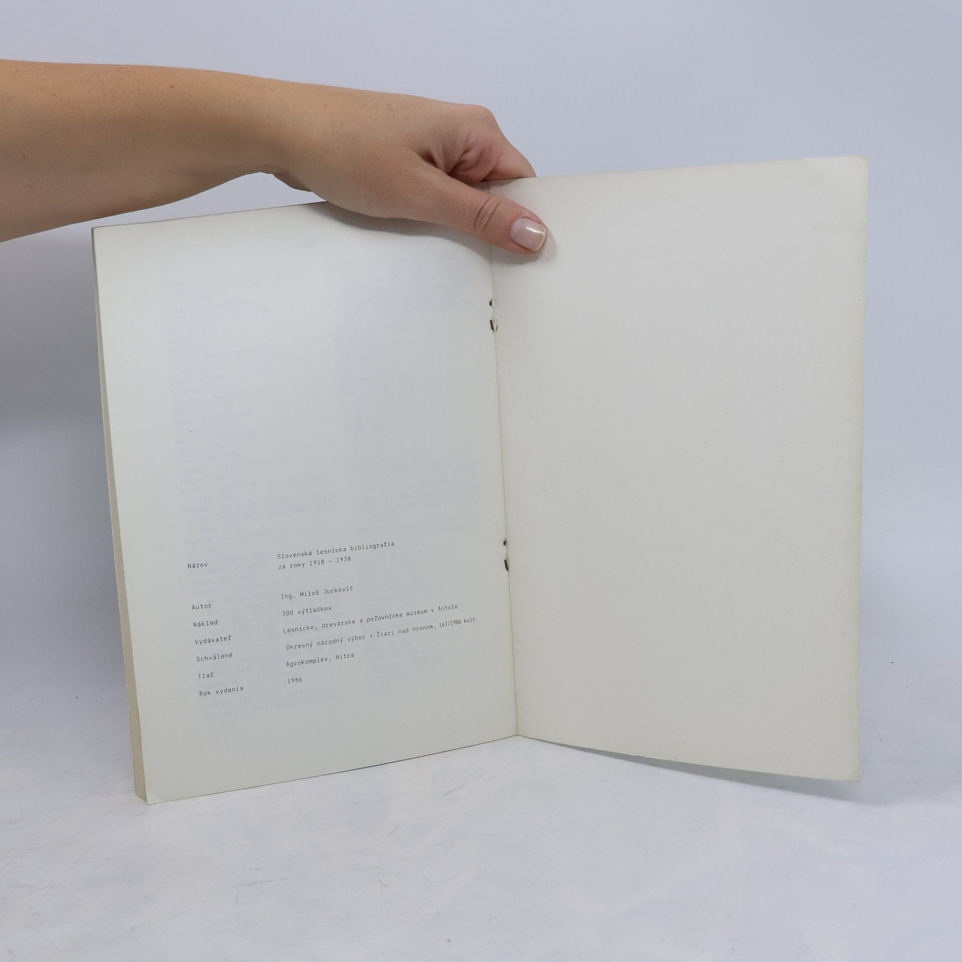 Miloš Jurkovič Slovenská lesnícka bibliografia za roky 1918-1938