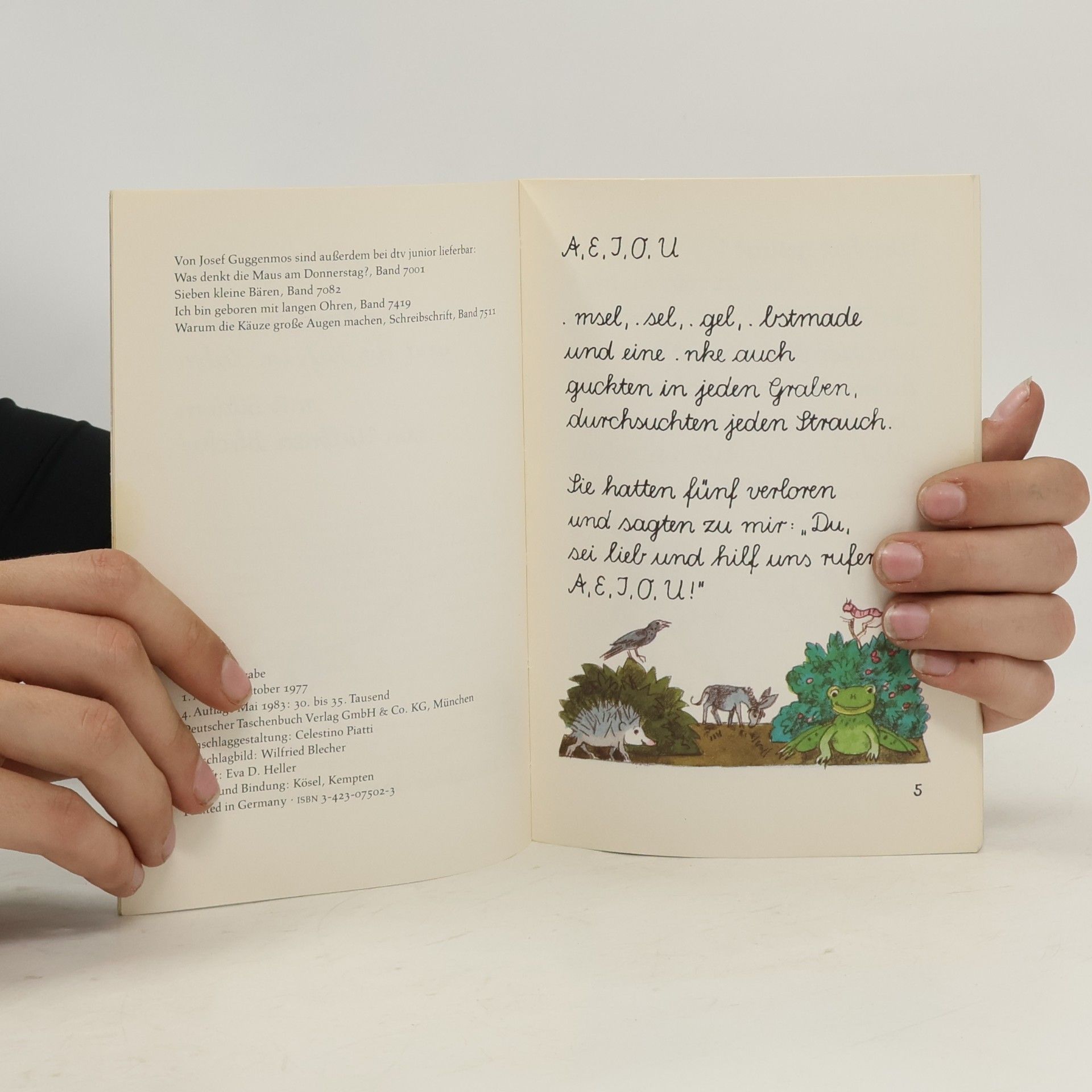 Josef Guggenmos dtv junior Schreibschrift: Der Hase, der Hahn und die Kuh im Kahn