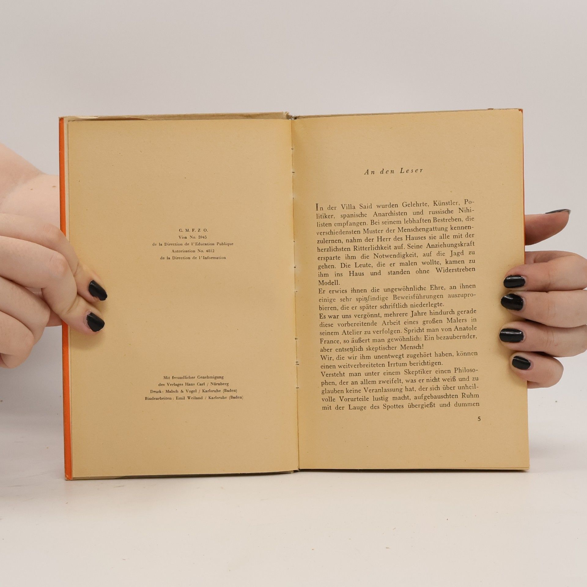 Anatole France Die Vormittage der Villa Said