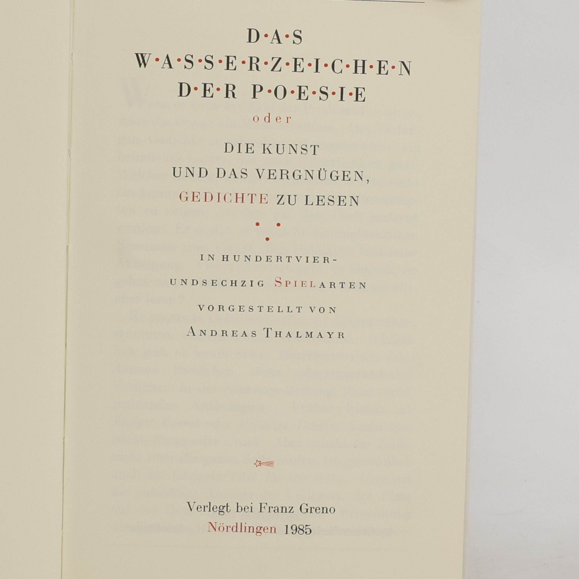 Hans Magnus Enzensberger Das Wasserzeichen der Poesie oder die Kunst und das Vergnügen, Gedichte zu lesen