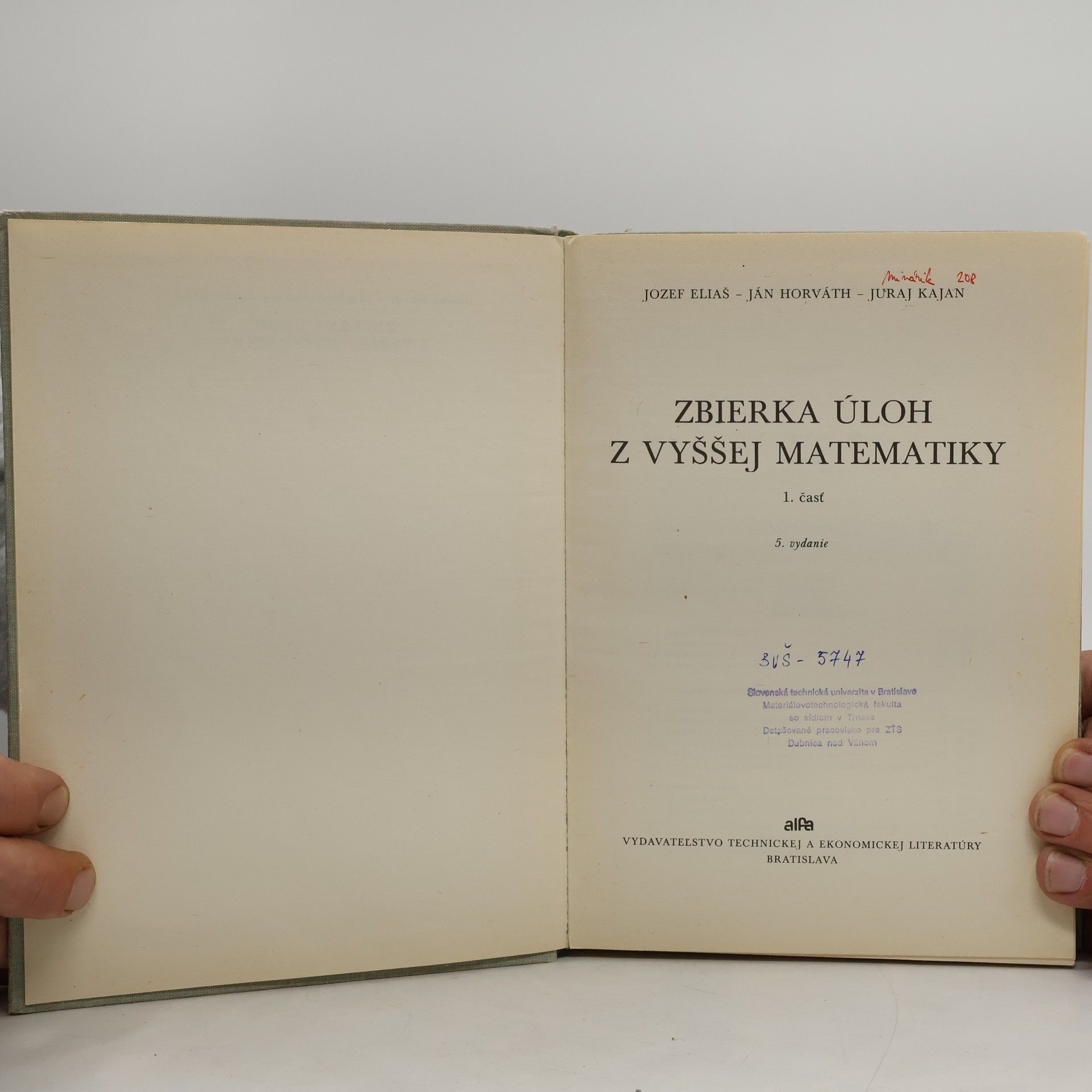 Jozef Eliáš Zbierka úloh z vyššej matematiky 1