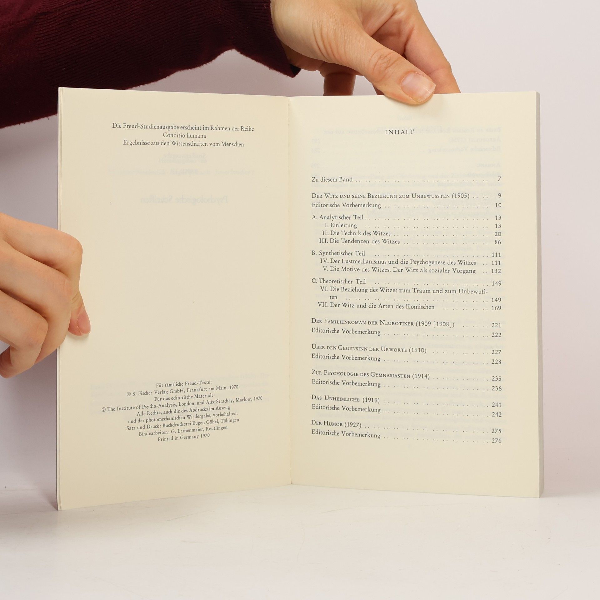 Sigmund Freud Psychologische Schriften Bd. IV