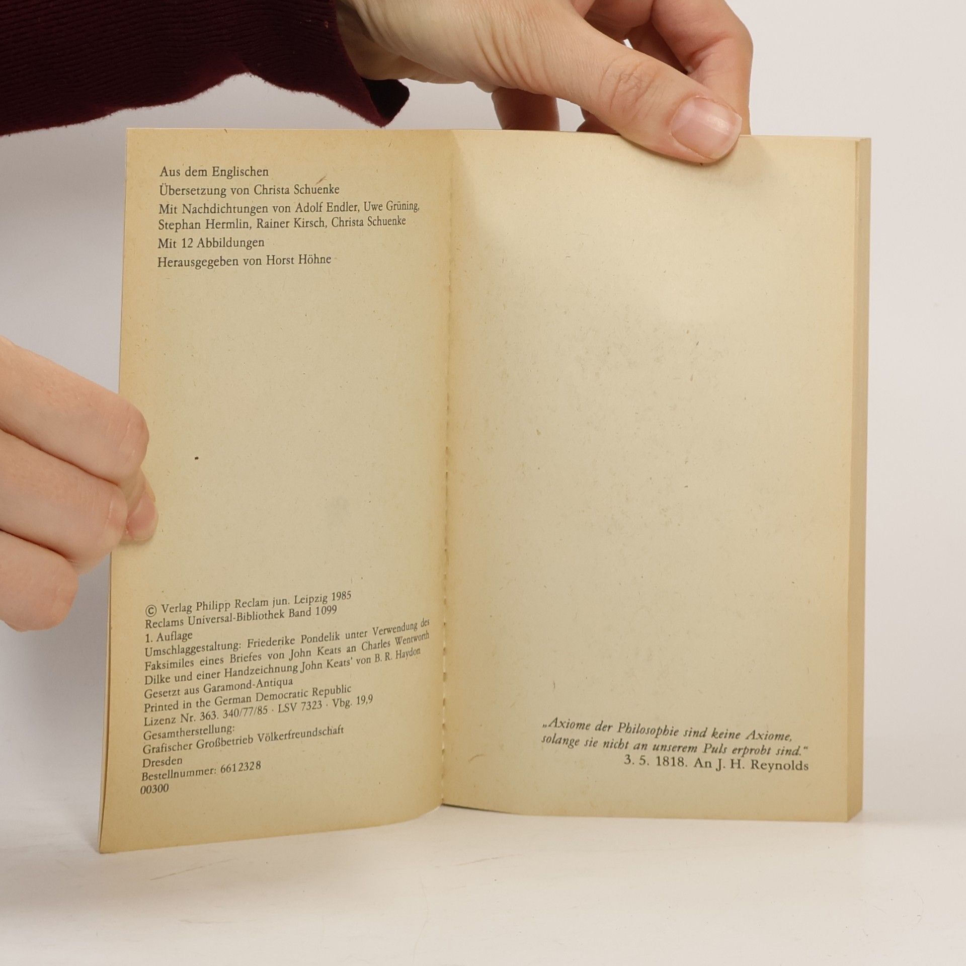 John Keats Richtmaß des Schönen