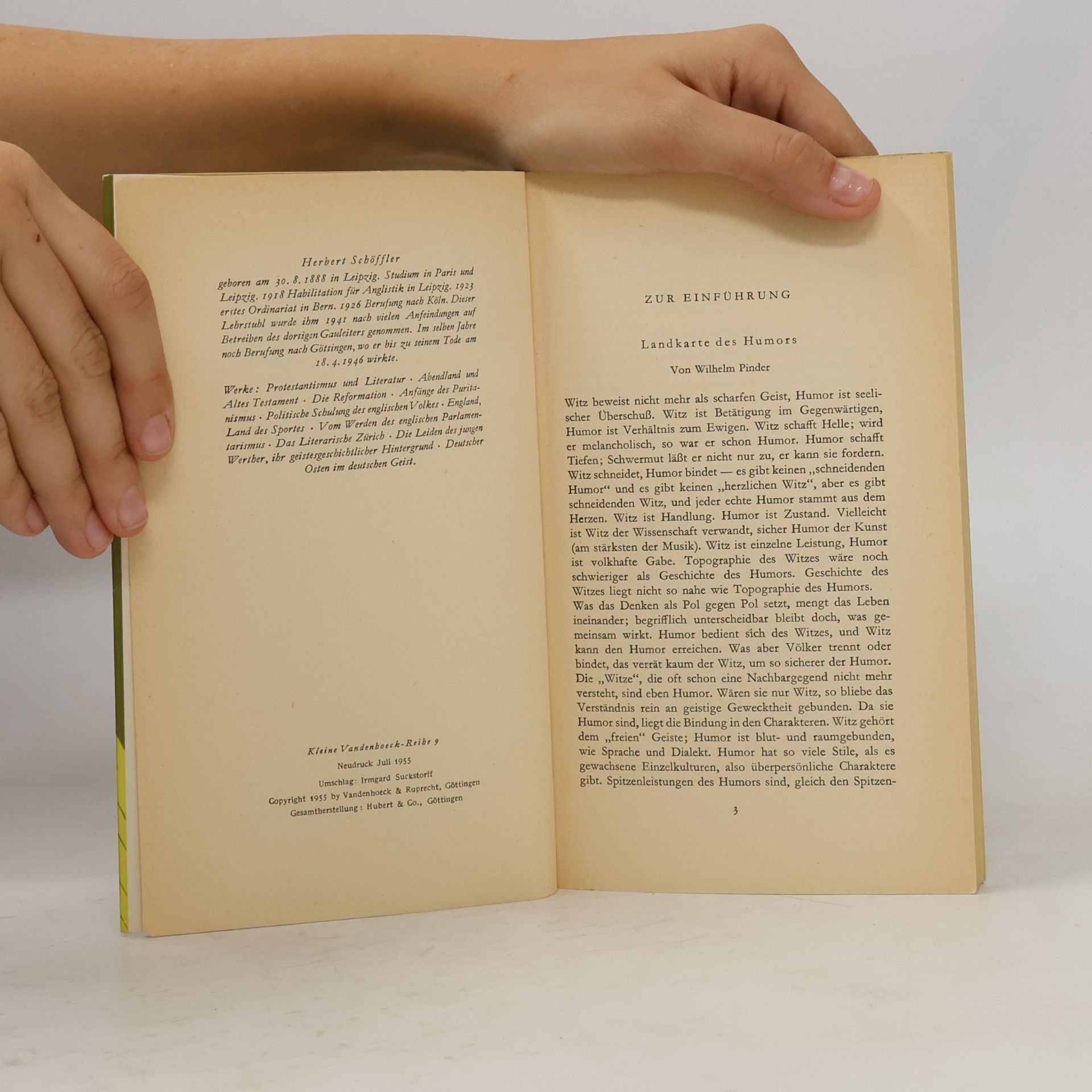 Herbert Schöffler Kleine Geographie Des Deutschen Witzes
