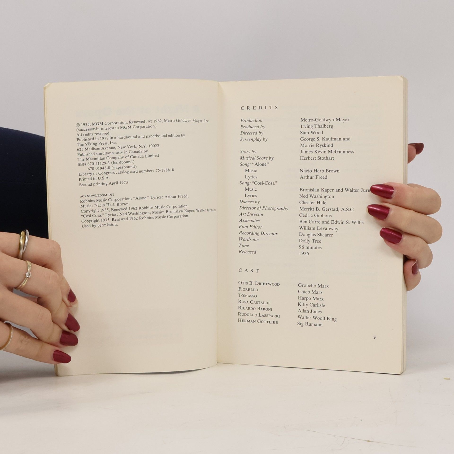George Simon Kaufman The MGM Library of Film Scripts: Night at the Opera