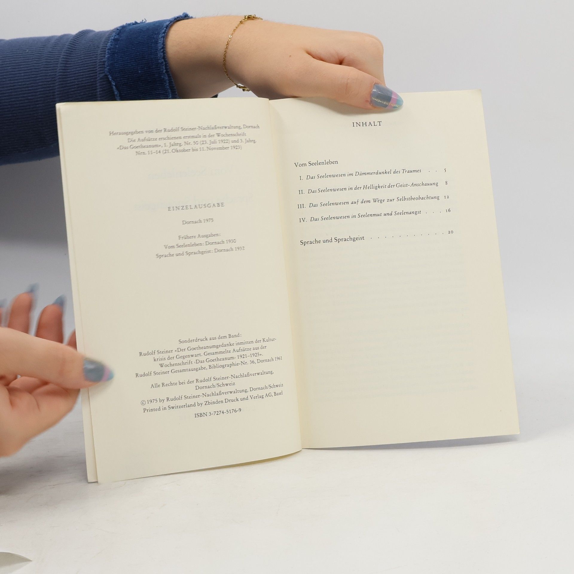 Rudolf Steiner Vom Seelenleben. Sprache und Sprachgeist. Sonderdruck aus Bibliographie Nr. 36.