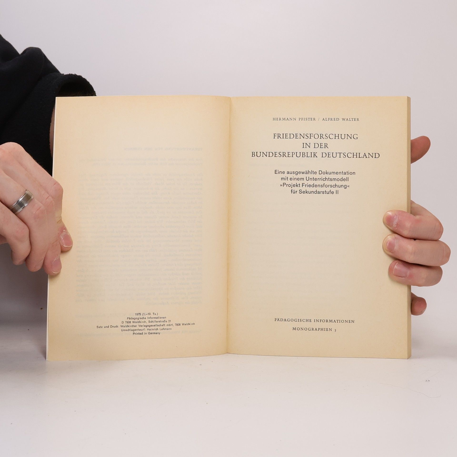 Hermann Von Pfister Friedens forschung in der Bundes republik Deutschland