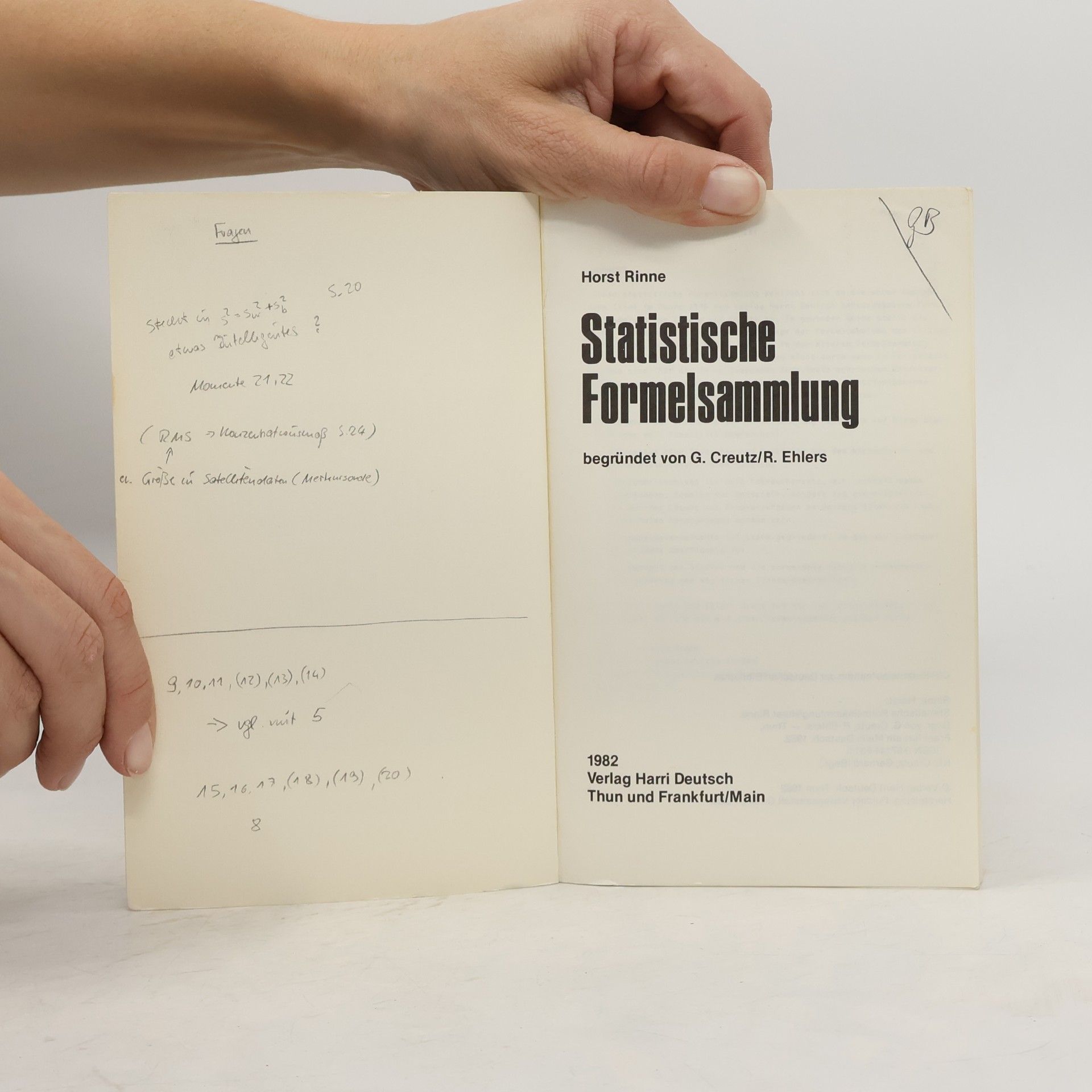 Horst Rinne Statistische Formelsammlung