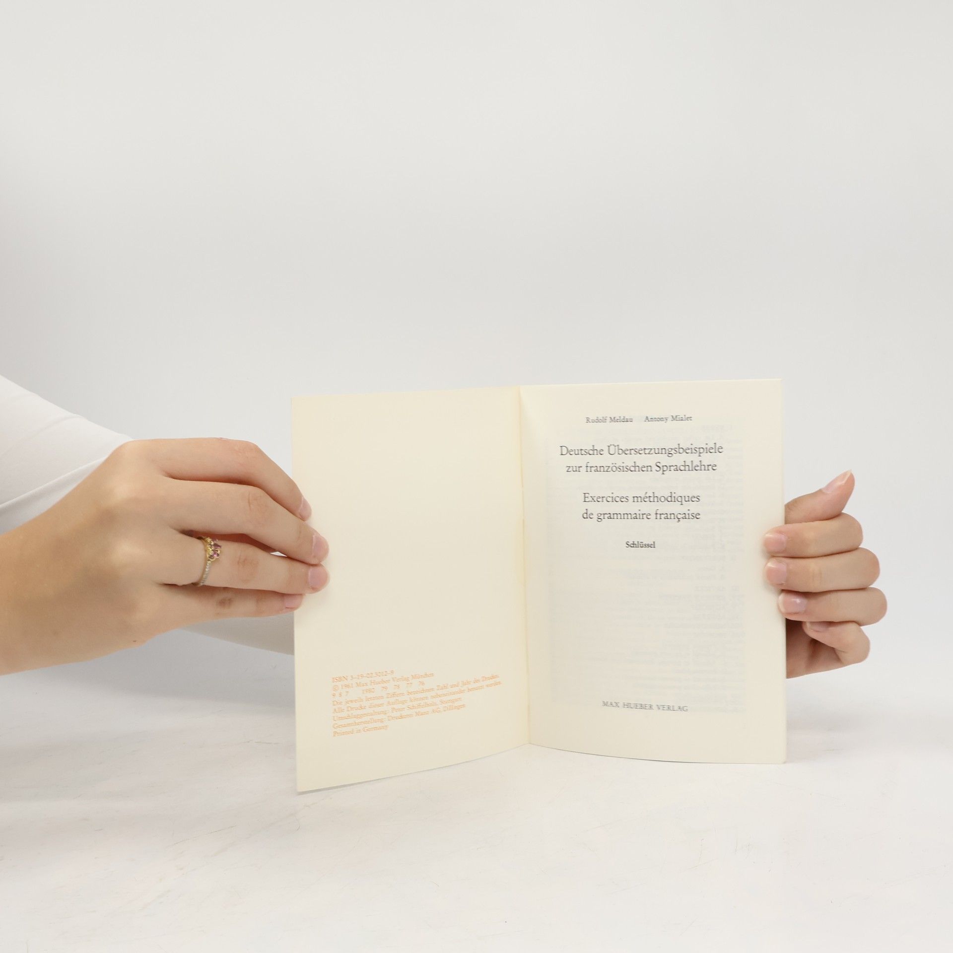 Rudolf Meldau Deutsche Übersetzungsbeispiele zur Französischen Sprachlehre / Exercices méthodiques de grammaire française, Schlüssel
