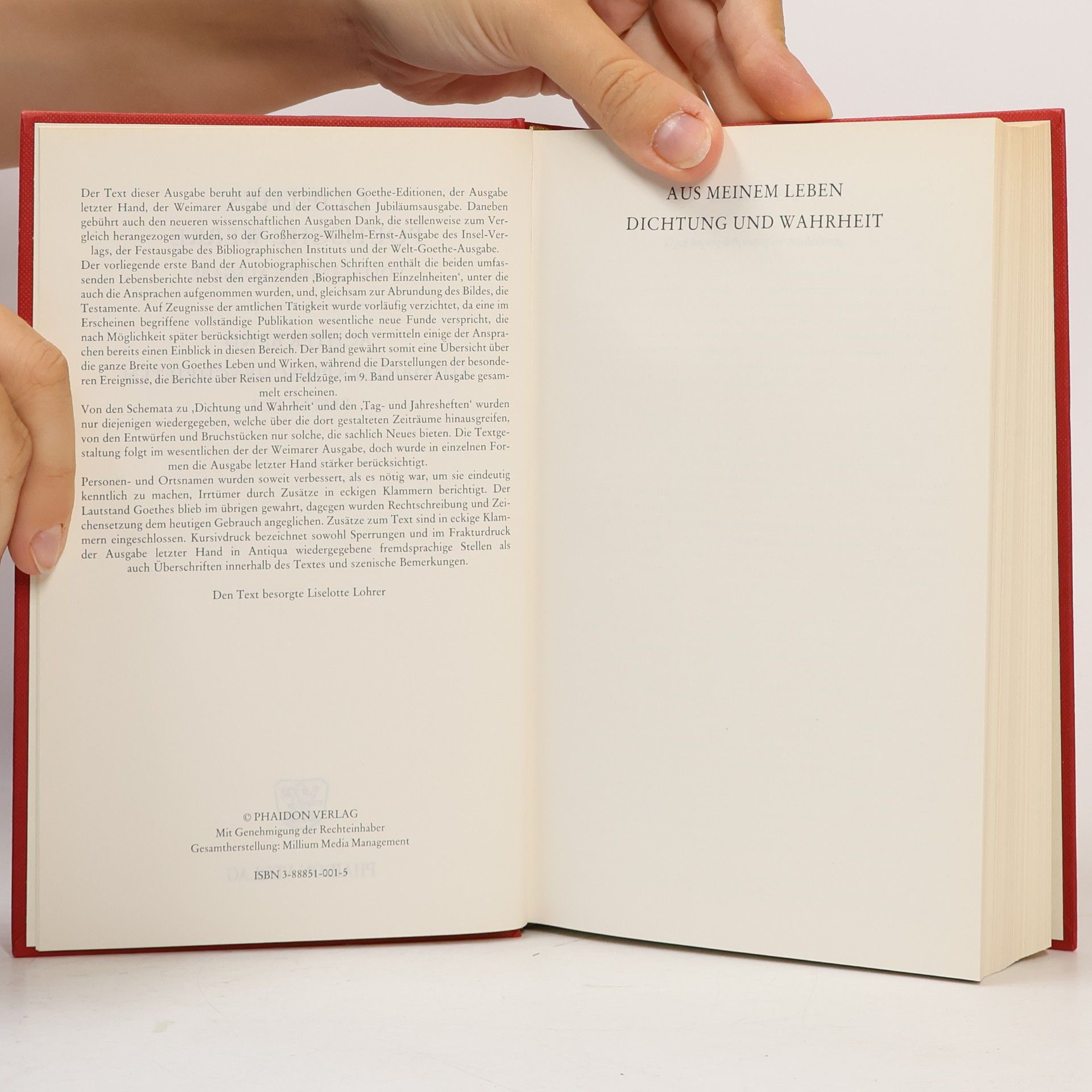Johann Wolfgang von Goethe Poetische Werke. Autobiographische Schriften I