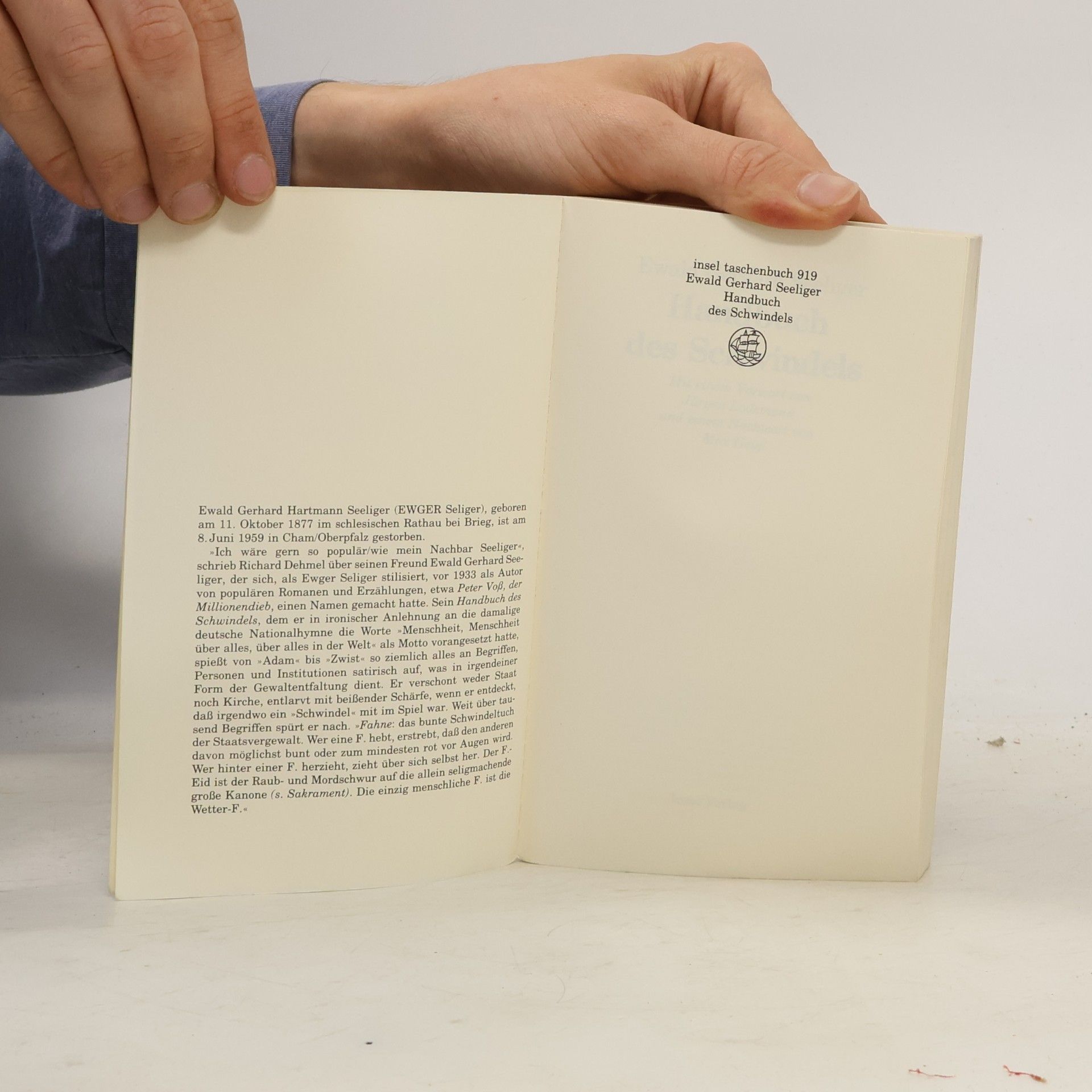 Ewald Gerhard Seeliger Handbuch des Schwindels