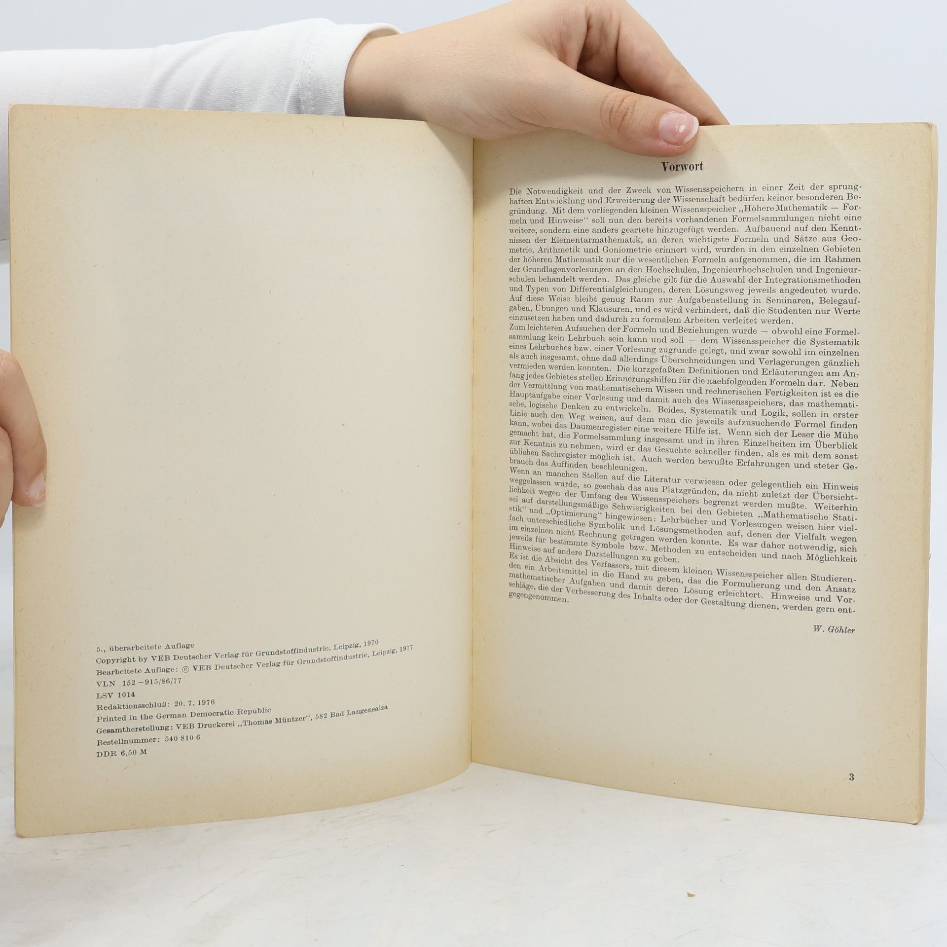 Wilhelm Göhler Höhere Mathematik. Formeln und Hinweise