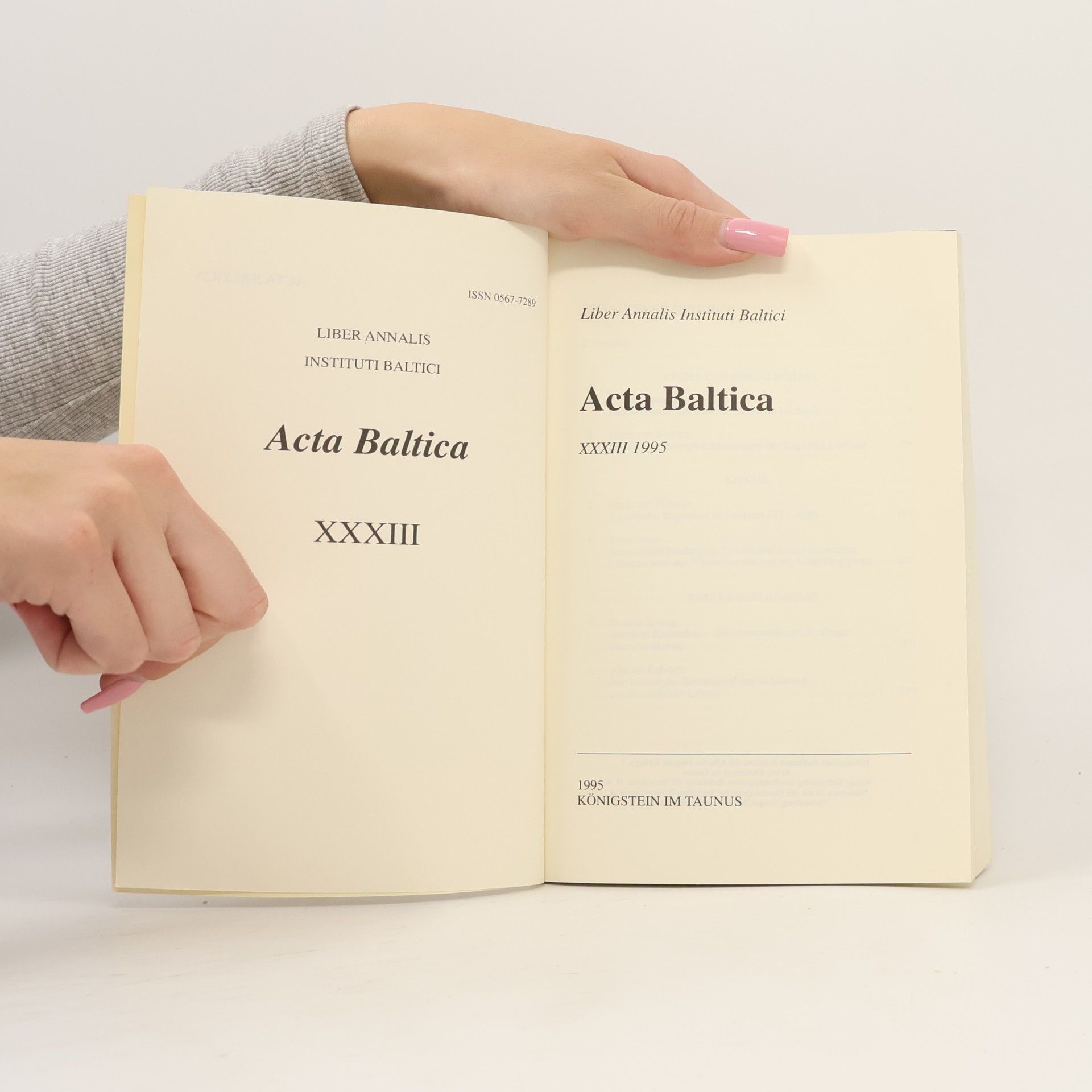 kolektiv Acta Baltica XXXIII: Liber Annalis Instituti Baltici