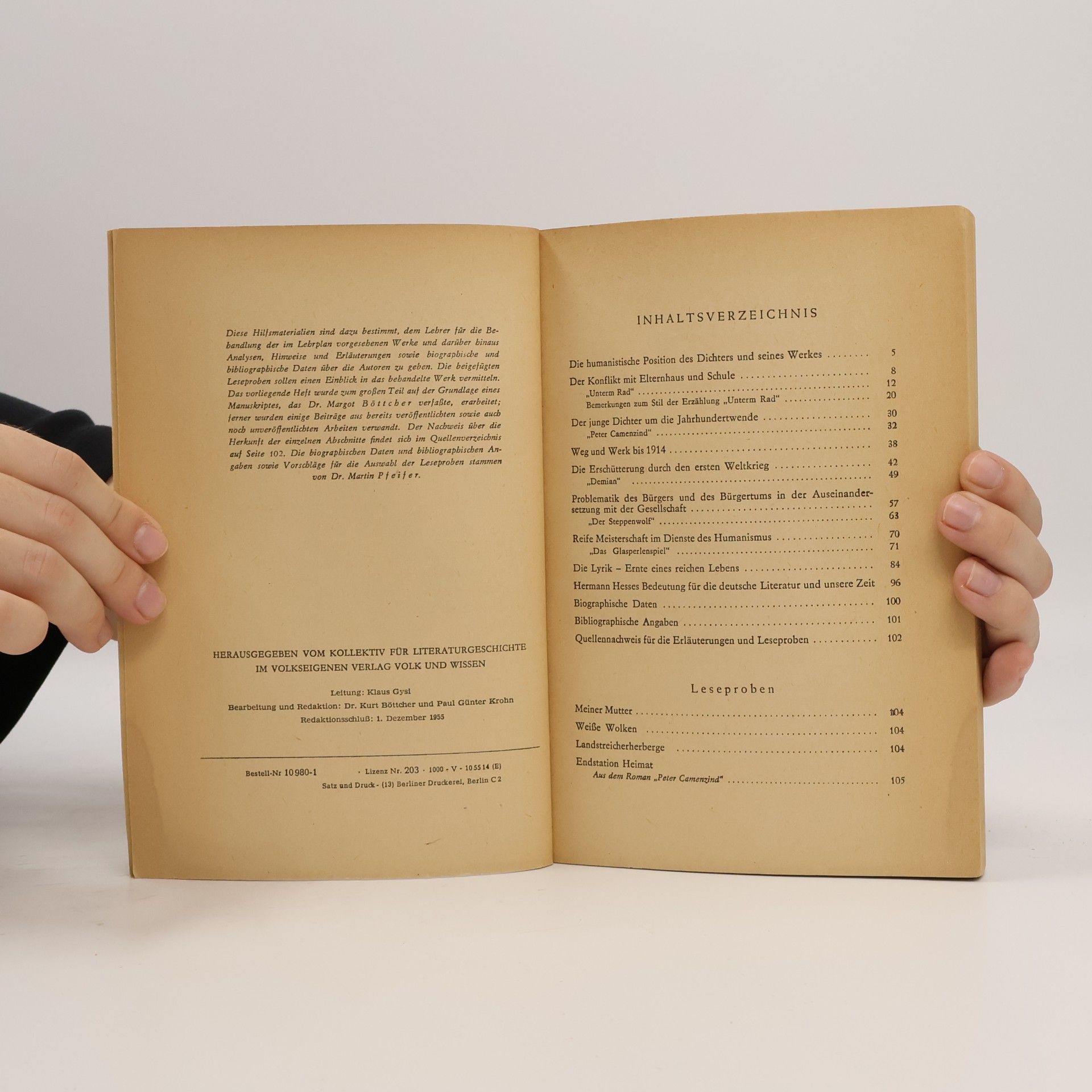 Autorenkollektiv Schriftsteller der Gegenwart: Hermann Hesse