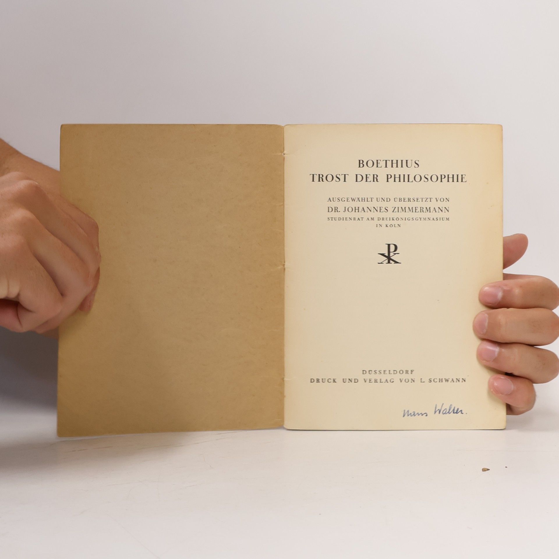 Dr. Johannes Zimmermann Boethius. Trost der Philosophie