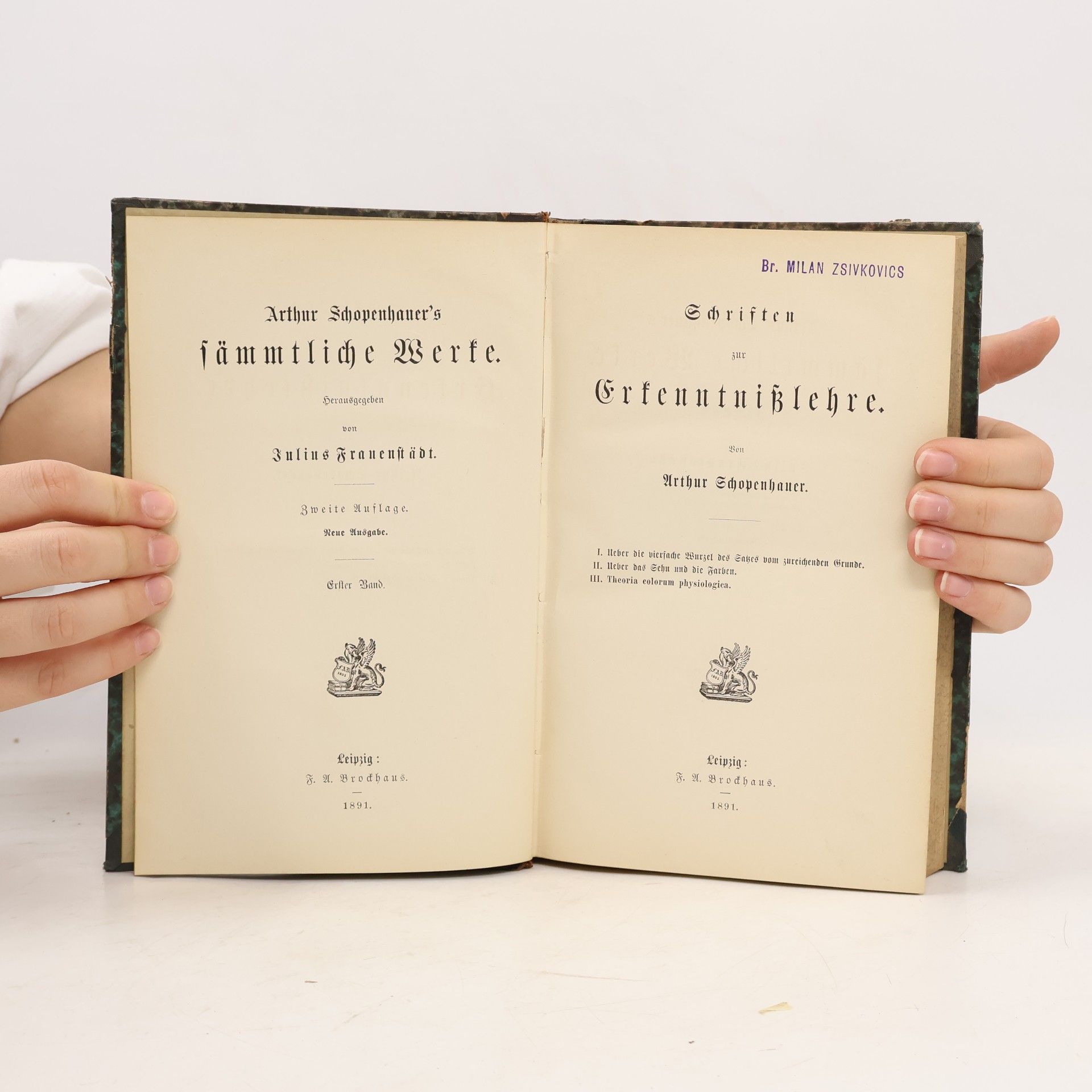 Arthur Schopenhauer Schriften zur Erkeenntnißlehre