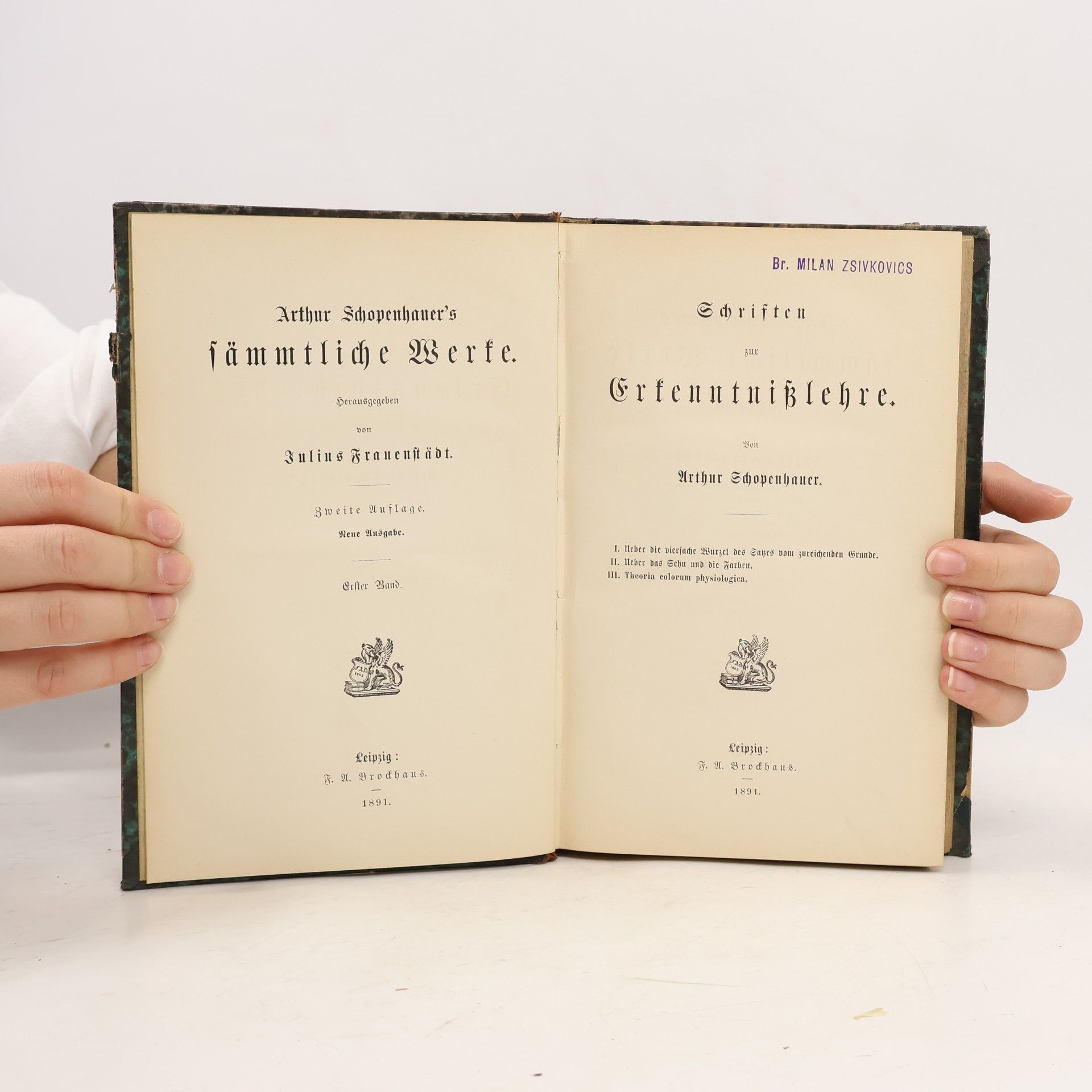 Arthur Schopenhauer Schriften zur Erkeenntnißlehre