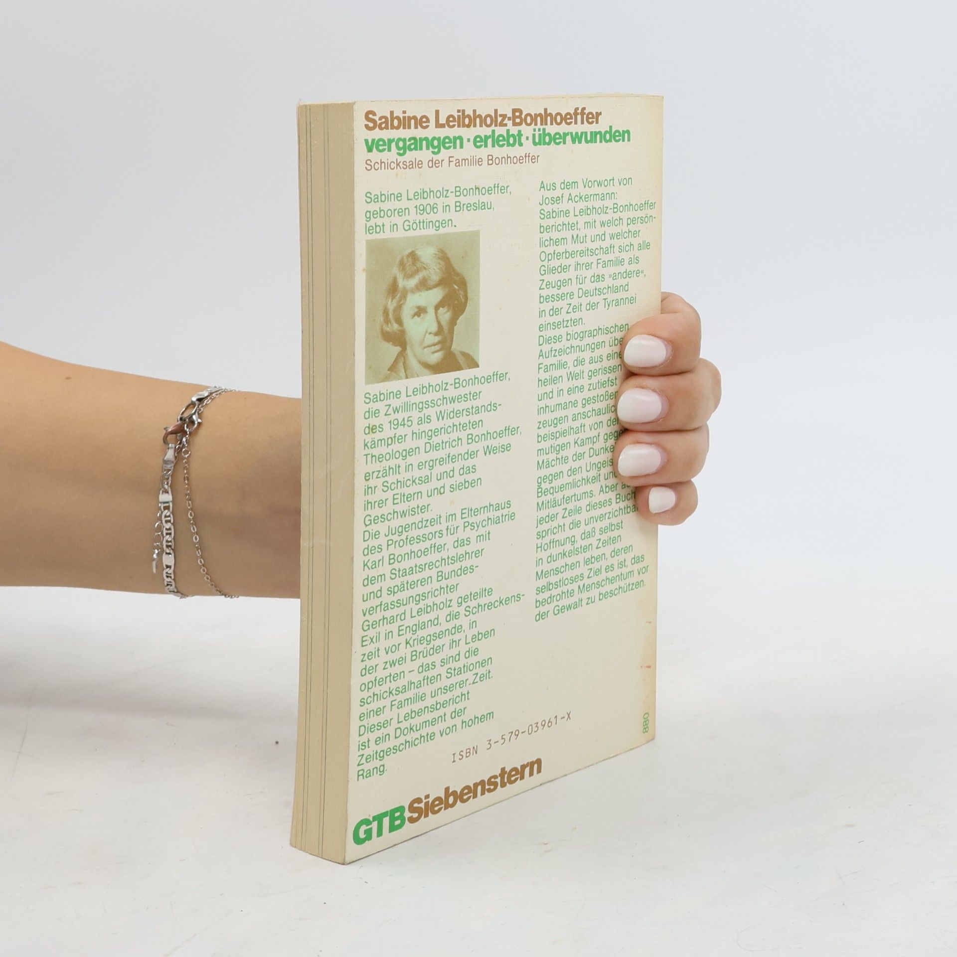 Sabine Leibholz Bonhoeffer Vergangen, erlebt, überwunden