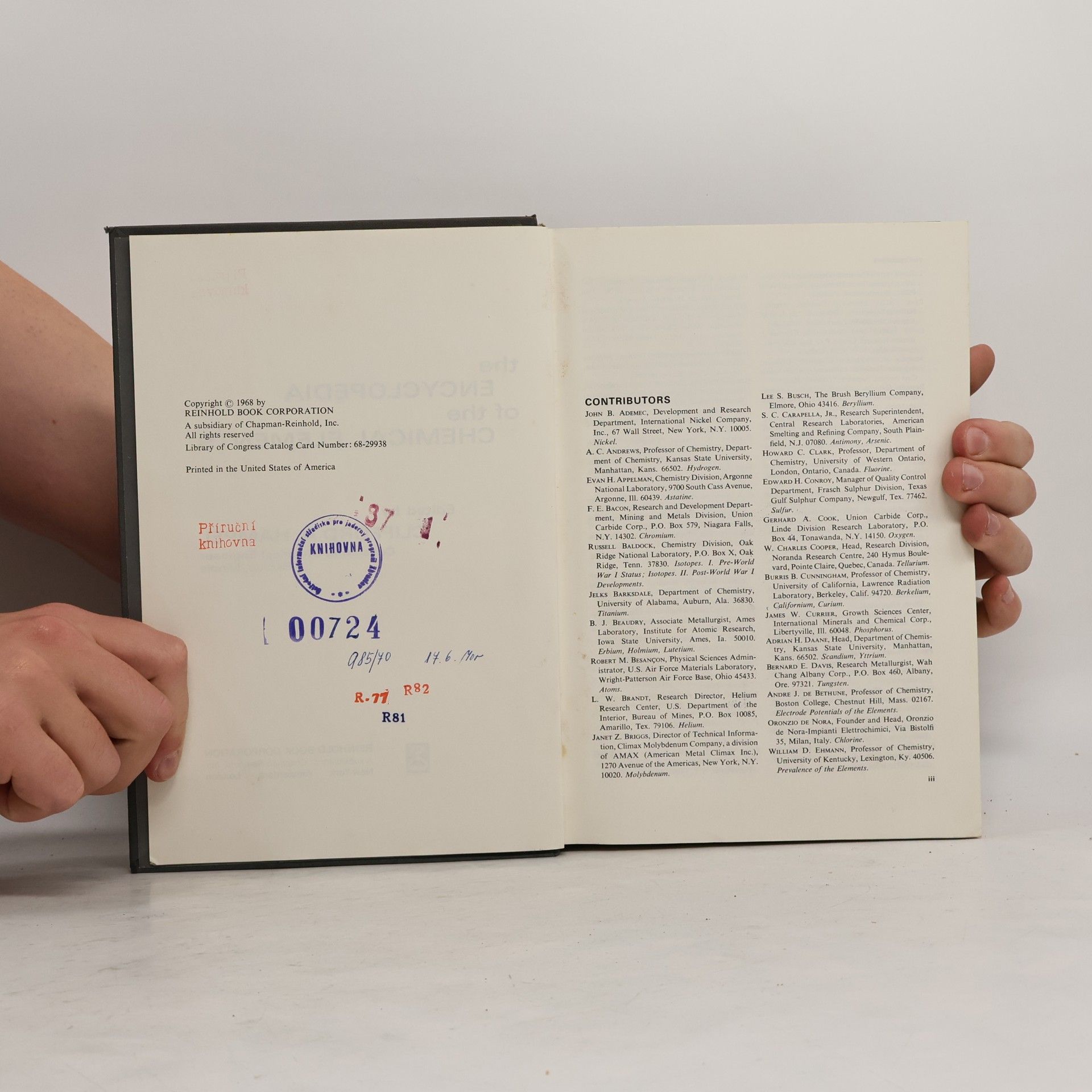 Clifford A. Hampel The Encyclopedia of the Chemical Elements