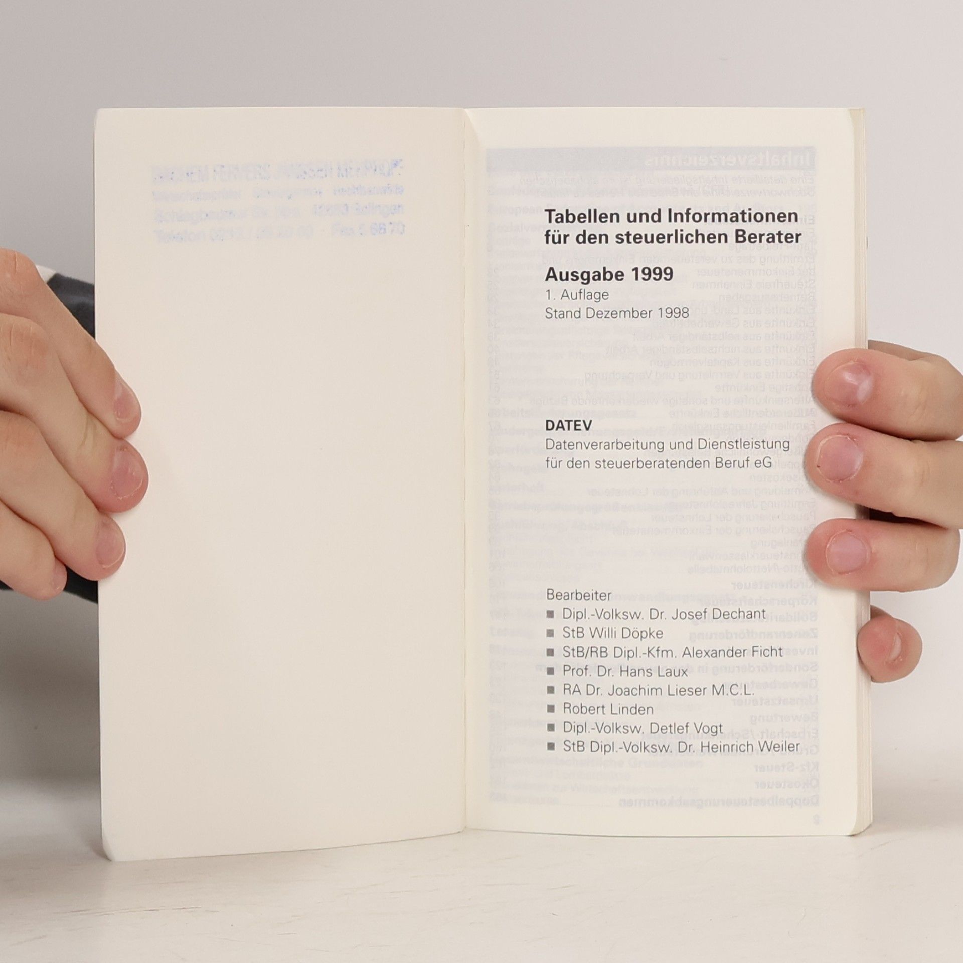 Josef Dechant Tabellen und Informationen für den steuerlichen Berater 99